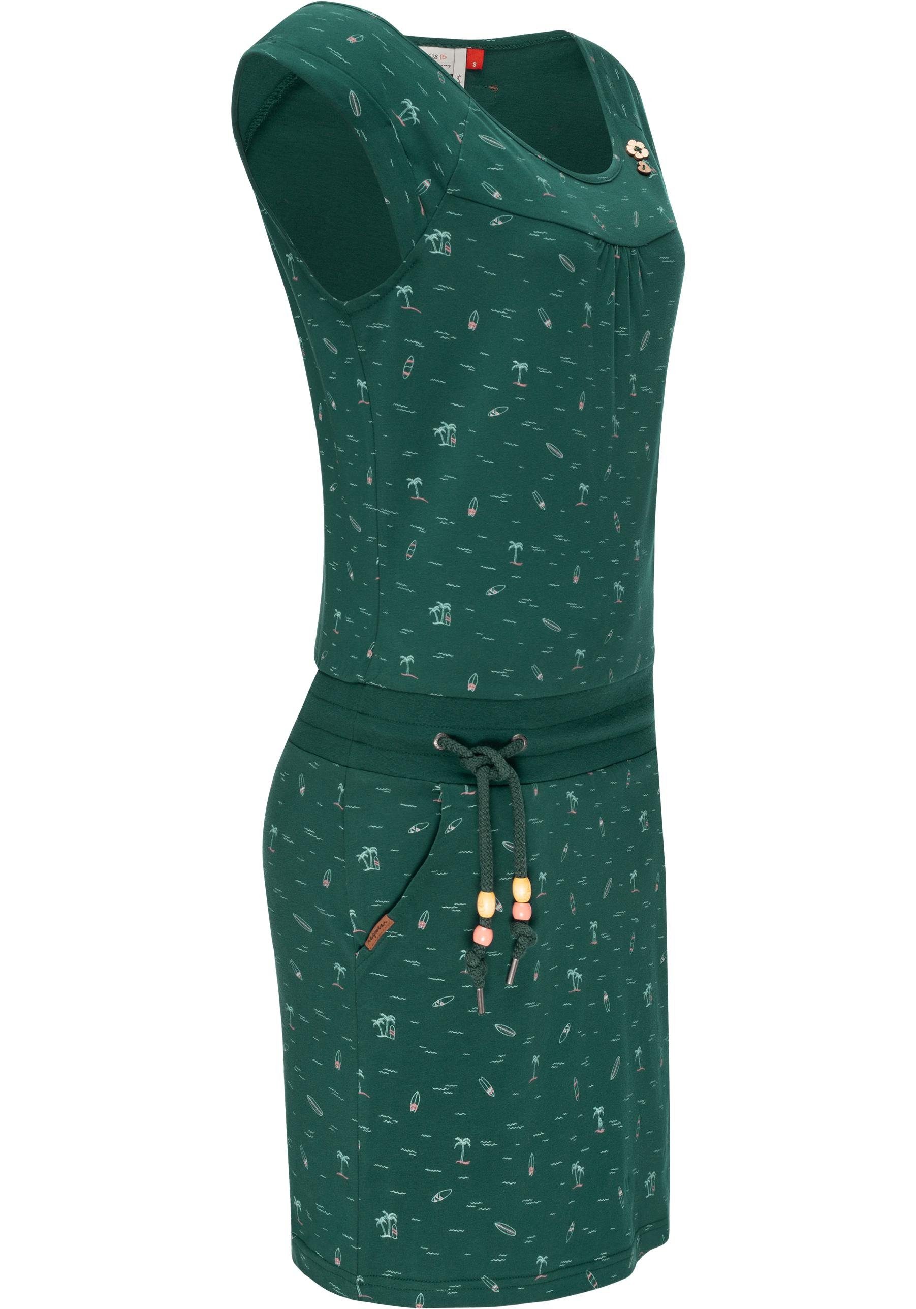 Sommerkleid Baumwoll leichtes Penelope dunkelgrün Kleid Ragwear Print mit