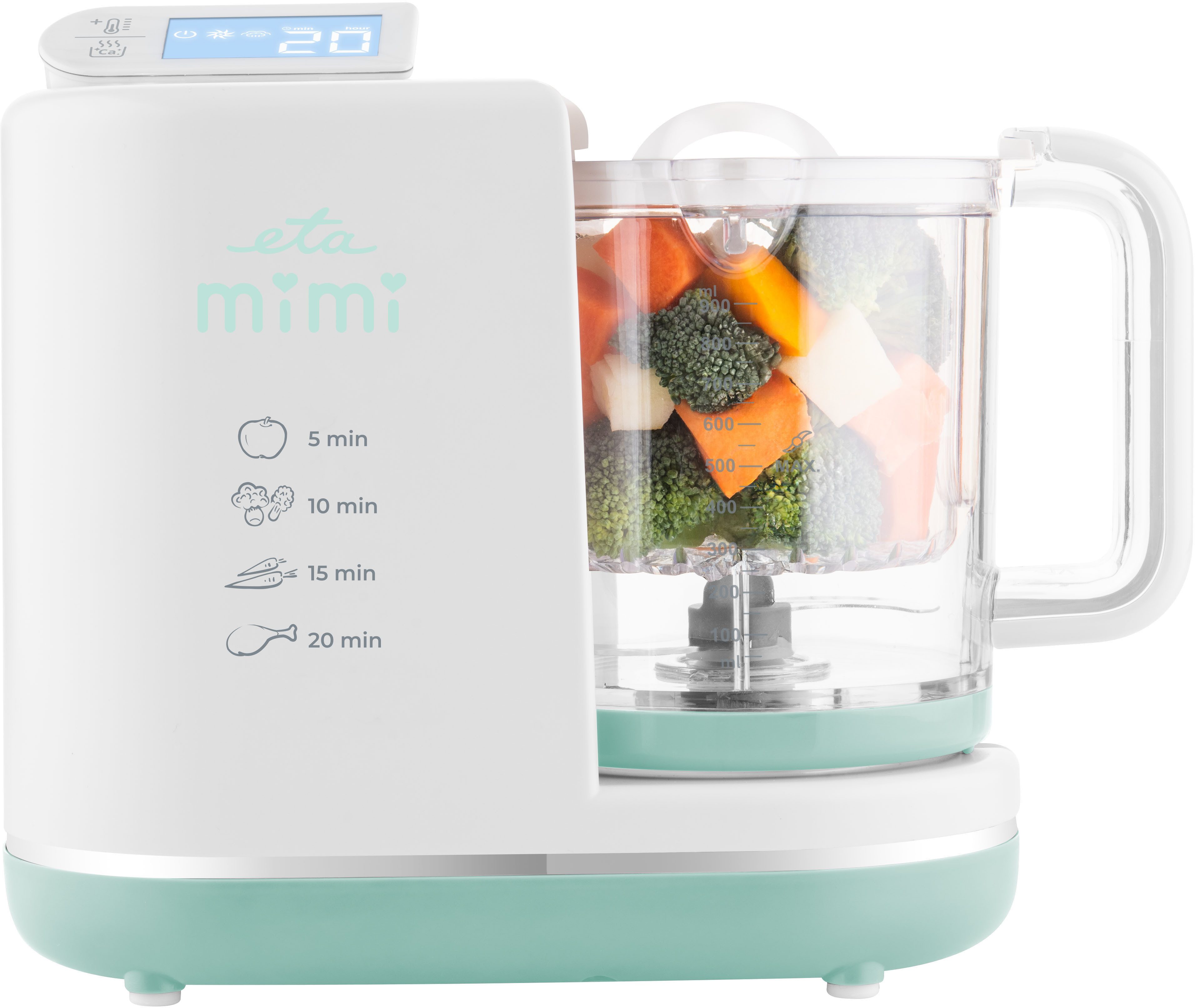 eta Babynahrungszubereiter Dampfgarer ETA Mimi, 700 W, 6-in-1-Multifunktionsgerät, Touchpanel mit ausklappbarem LCD-Panel