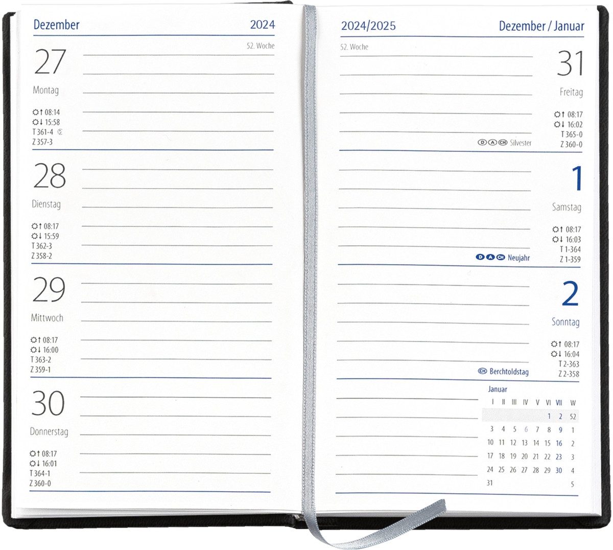 GÜSS Kalender Taschenkalender Taschenkalender 8,7x15,3cm 1 Woche / 2 Seiten blau 2027