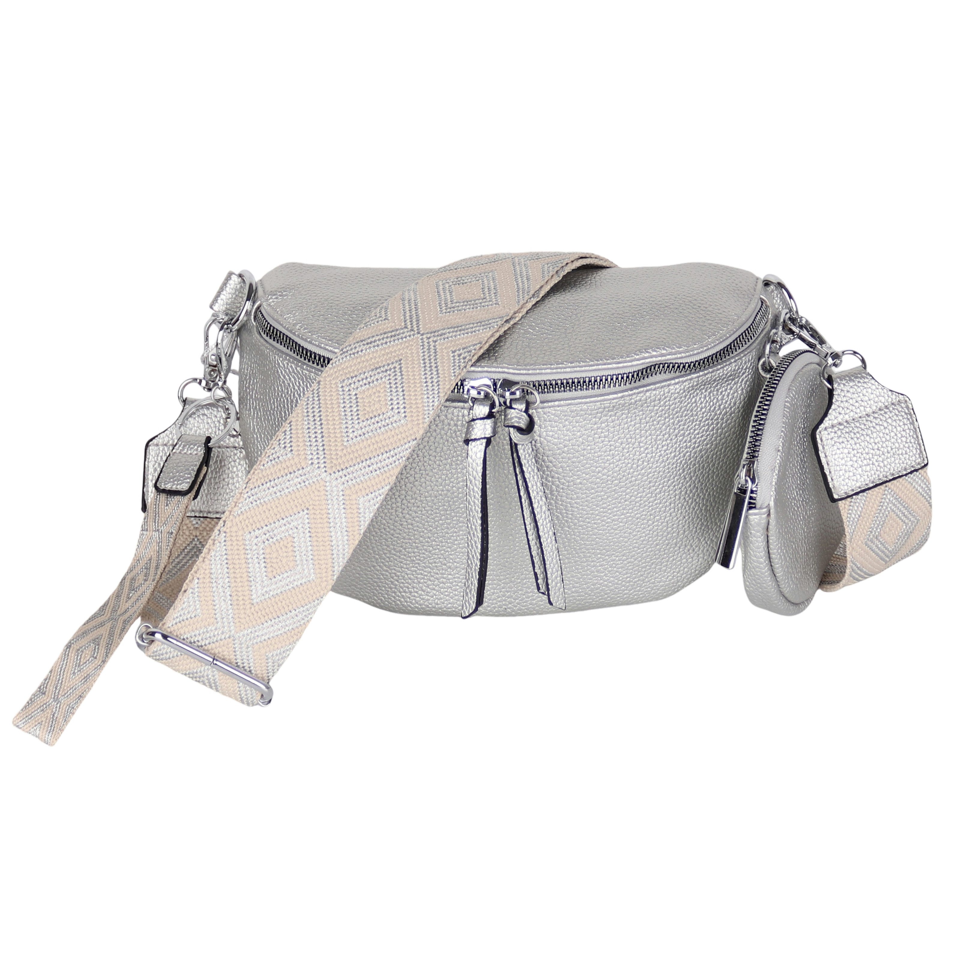 MIRROSI Bauchtasche Damen Taschen, Umhängetasche, Brusttasche, 26x16x8cm Veganes Leder (Schultertasche für jeden Anlass, (dazu 1x Schlüsselband und 1x Münzenbeutel), Crossbody Bag, Bohemian gemusterten & verstellbaren Schulterriemen