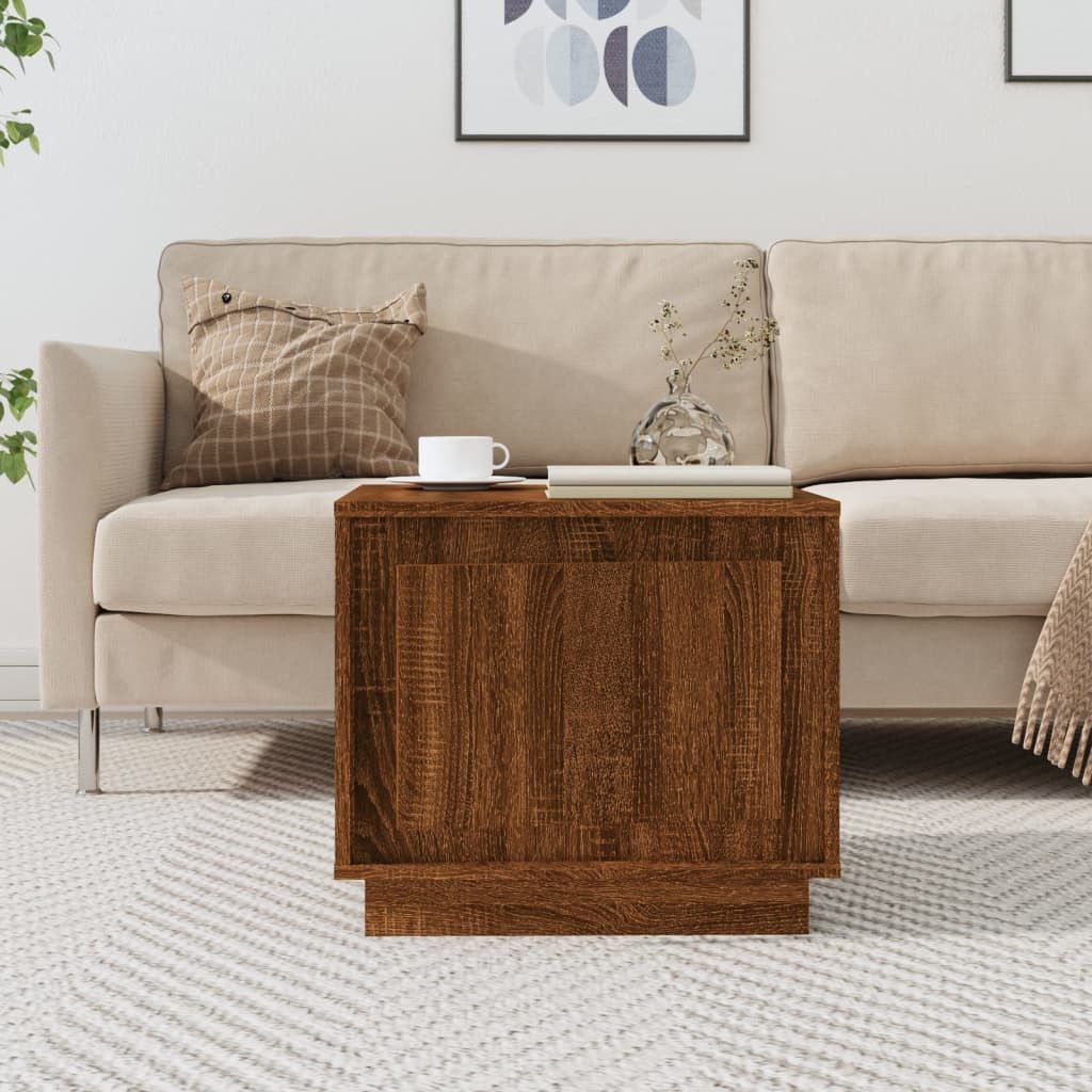 furnicato Couchtisch Holzwerkstoff Braun Eichen-Optik 51x50x44 cm (1-St), Beistelltisch mit Stauraum, Tür und feuchtigkeitsbeständiger Fläche
