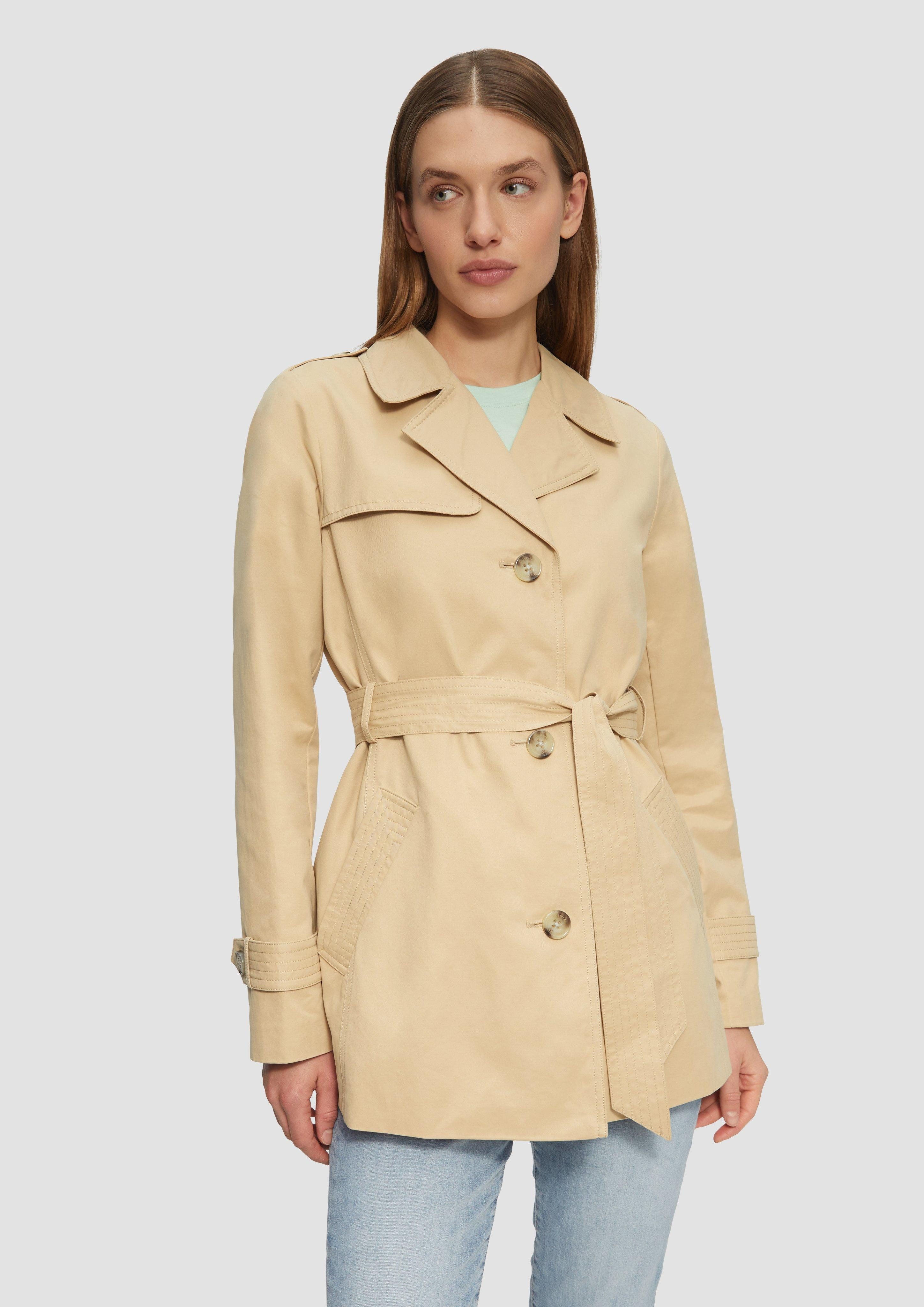 s.Oliver Funktionsjacke Kurzer Trench mit Gürtel