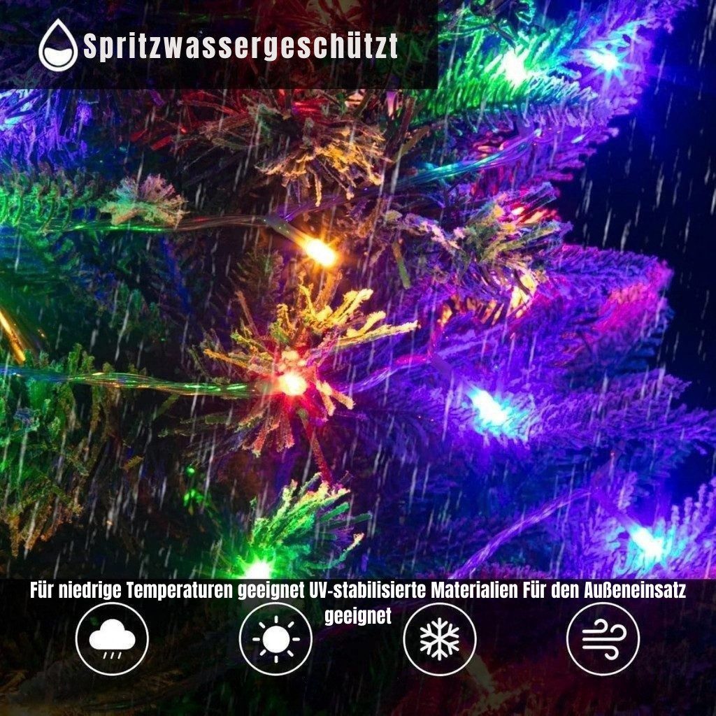 Ollny LED-Lichterkette, 400-flammig, 8 Modi, 4 Helligkeitsstufen, Innen & Außen, inkl. Fernbedienung