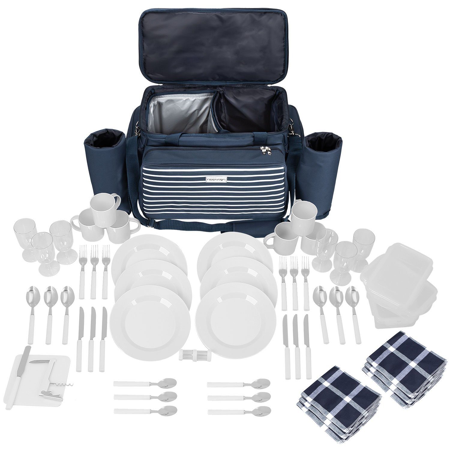 Picknickkorb XXL Picknicktasche 6 Personen Vollausstattung 57 Teile