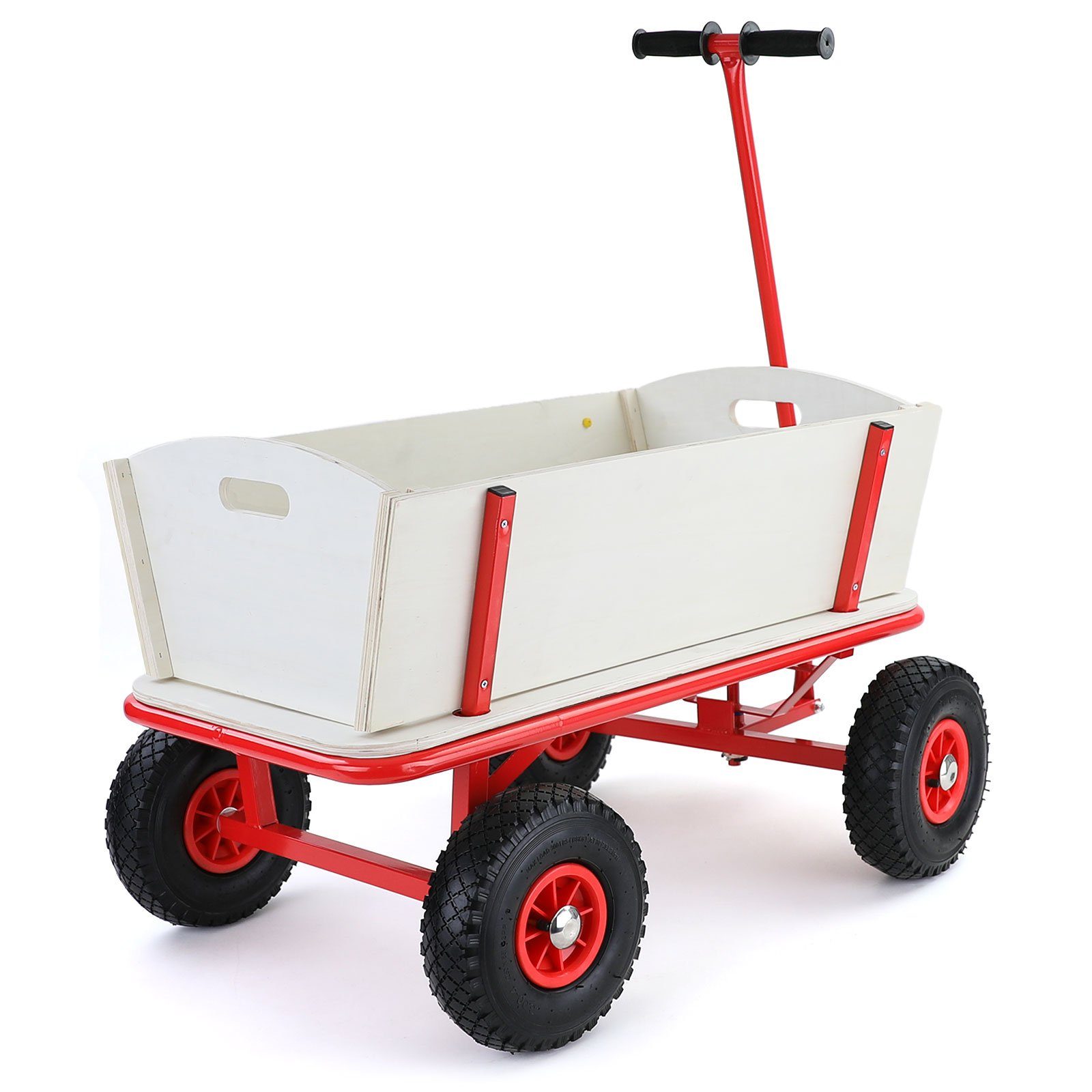 RAMROXX Bollerwagen Bollerwagen Holz Transportwagen Gartenwagen Transportkarre bis 150kg