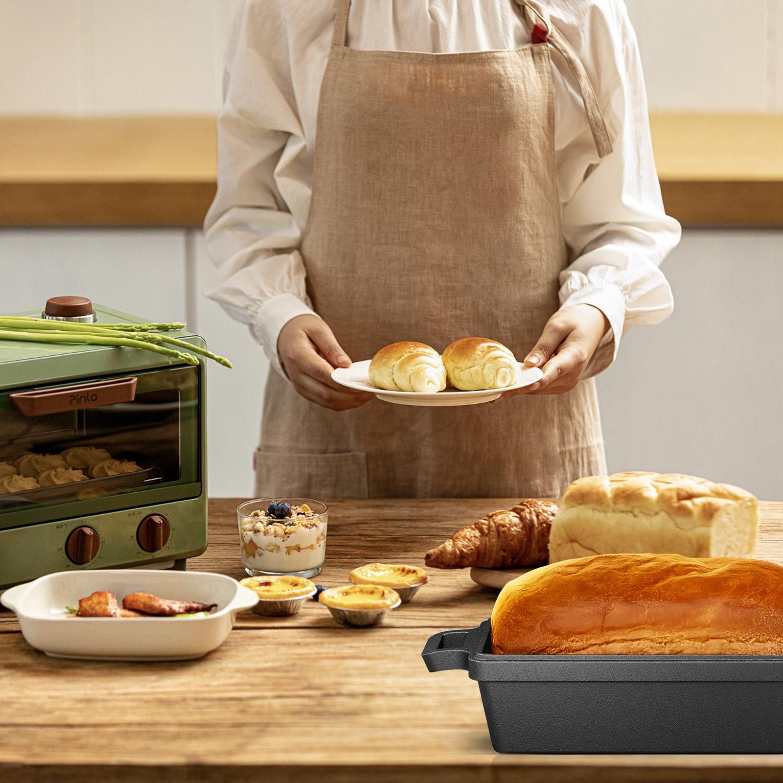 GLIESE Brotbackform Brotbackform 23cm Gusseisen Topf Brot Backen, Brotform
