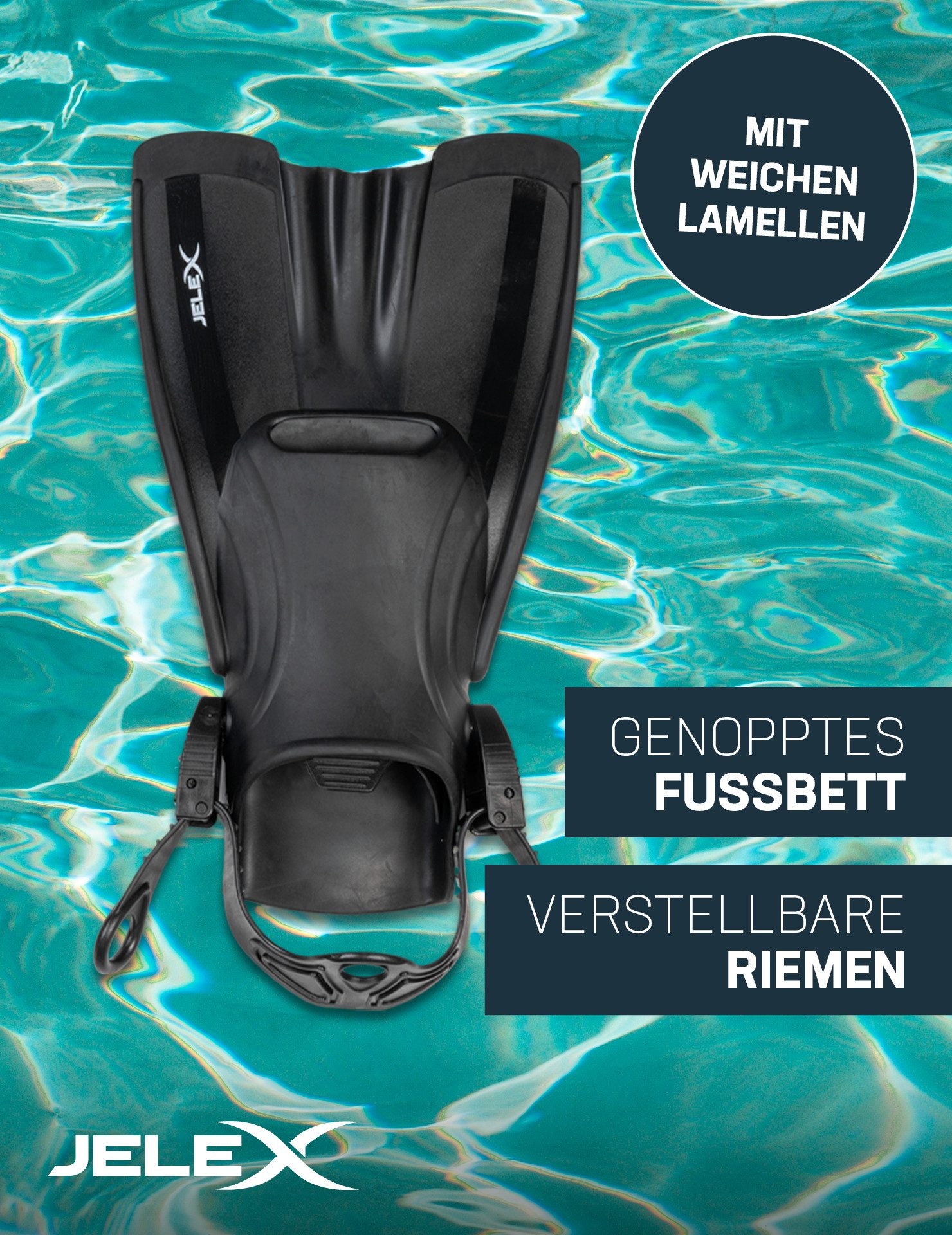 JELEX Schnorchel Deepsea Schnorchel Set mit Flossen, beschlagfrei, stoßfeste Brillengläser – Bild 4 von 5