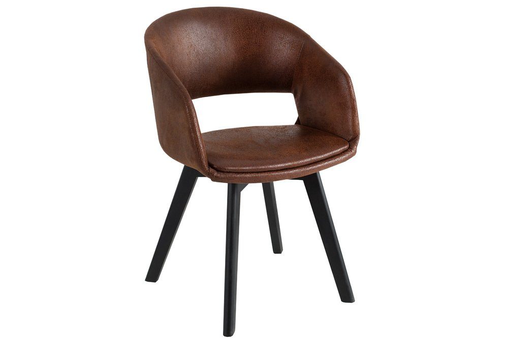 LebensWohnArt Stuhl Design Stuhl DENMARK braun Mikrofaser schwarze Holzbeine