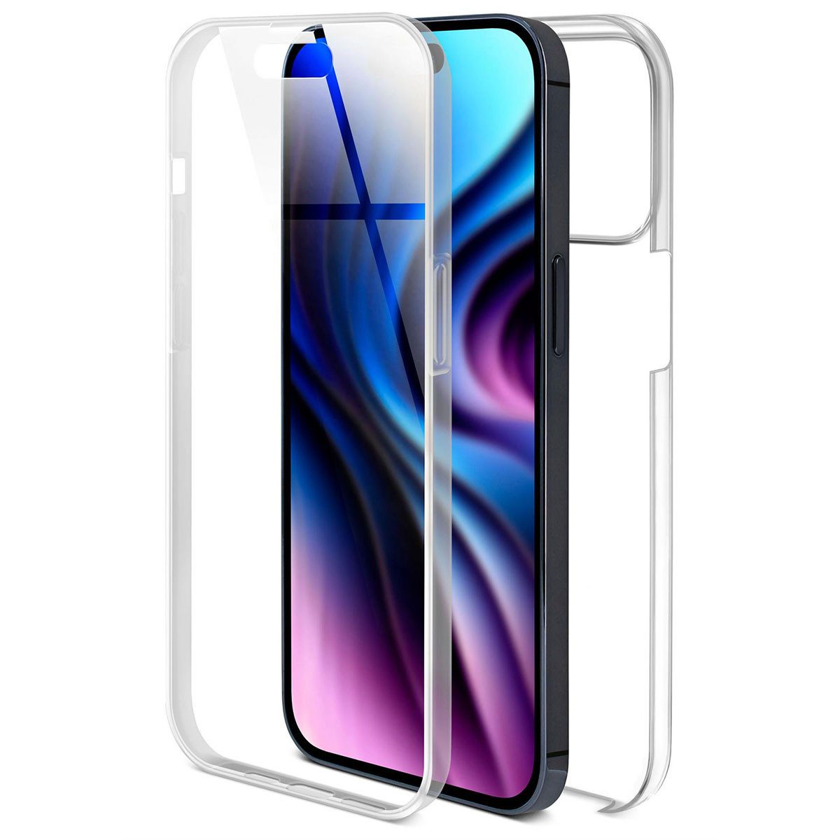 ONEFLOW Handyhülle für iPhone 14 Pro Max Hülle Komplett Schutz Touch Case 6,7 Zoll, 360 Grad Schutzhülle Transparent Rundumschutz Durchsichtig Beidseitig