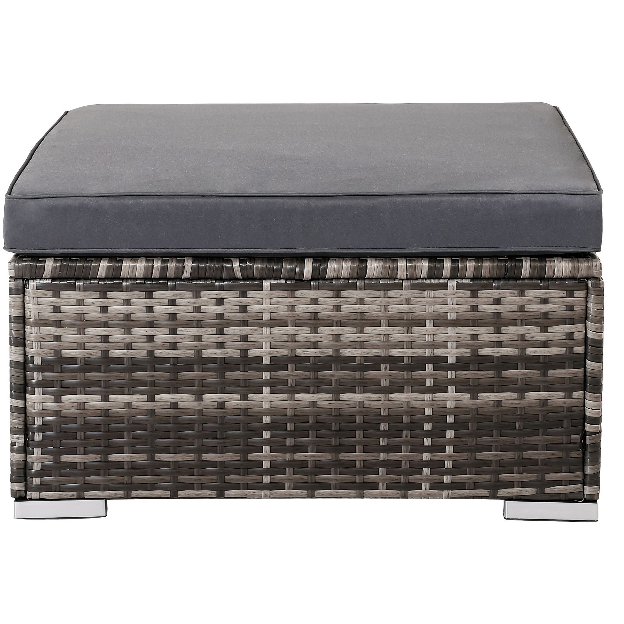 Arebos Hocker Sitz, Ablage In- & Outdoor geeignet inkl. Sitzkissen Polyrattan, Leichtes, witterungsbeständiges, rostfreies Aluminiumgestell