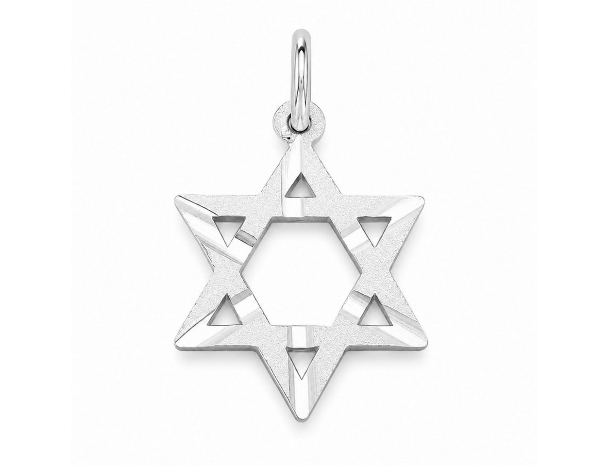 unbespielt Kettenanhänger Anhänger Davidstern 925 Silber matt diamantiert 18 x 13 mm, Silberschmuck für Damen und Herren