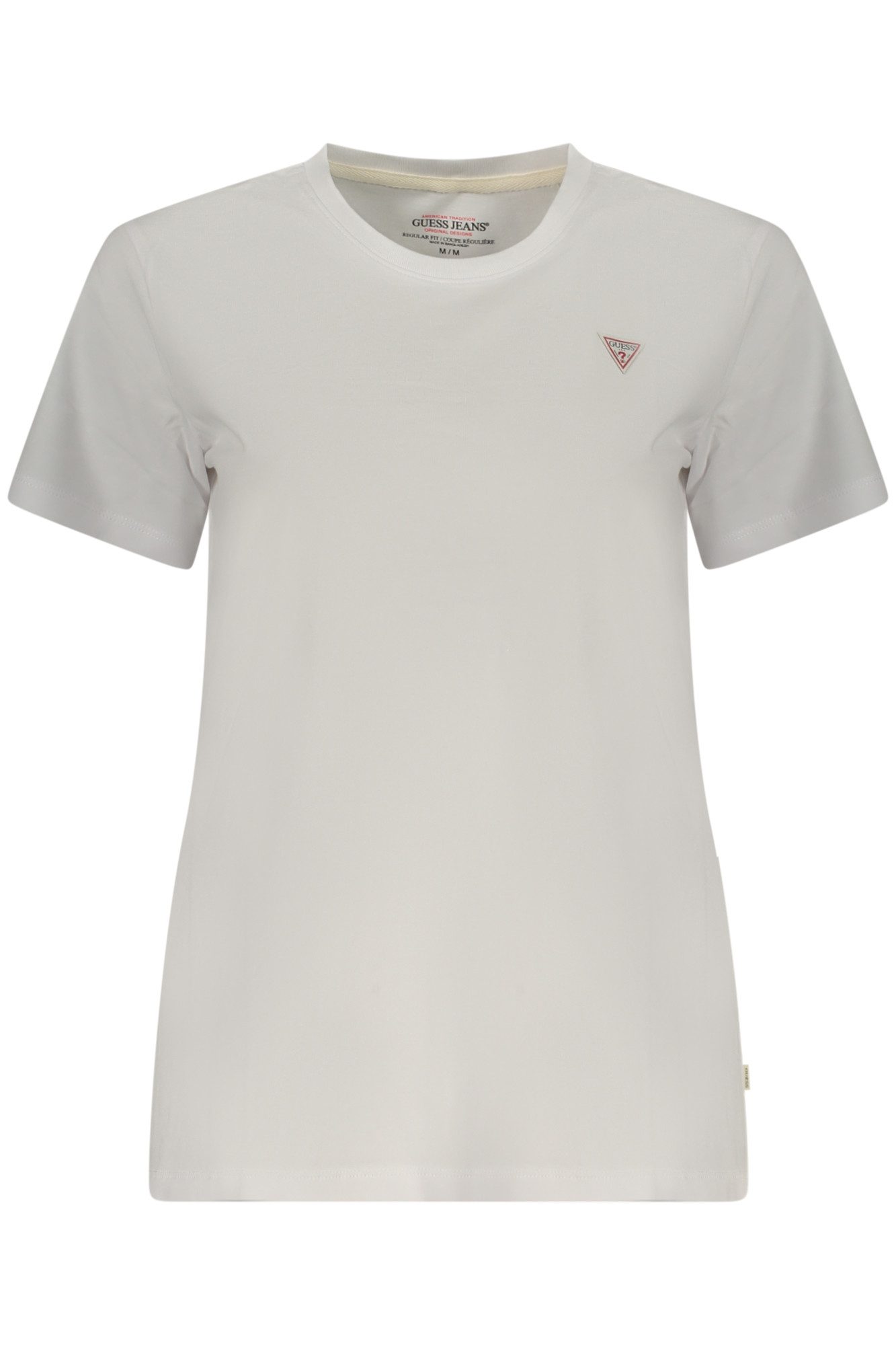 GUESS JEANS T-Shirt Damen Weißes Kurzarm T-Shirt aus Bio-Baumwolle mit