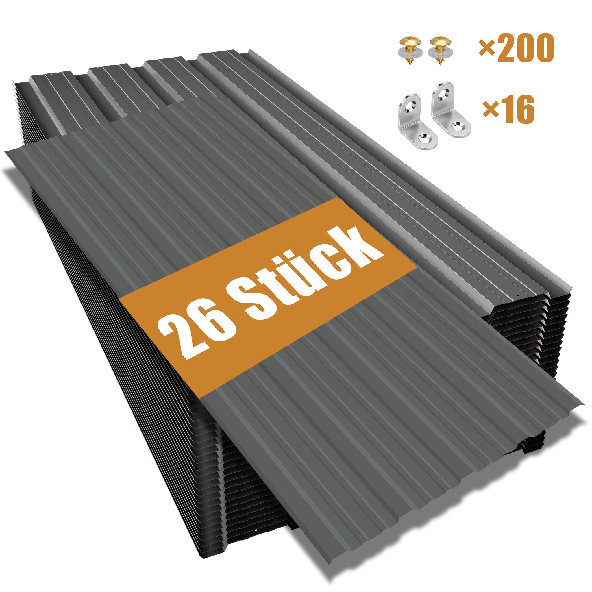 GIHAUVIA Trapezblech Trapezblech 26 Stück, 12m² Dachblech für Carport, Geräteschuppen., (26-St)