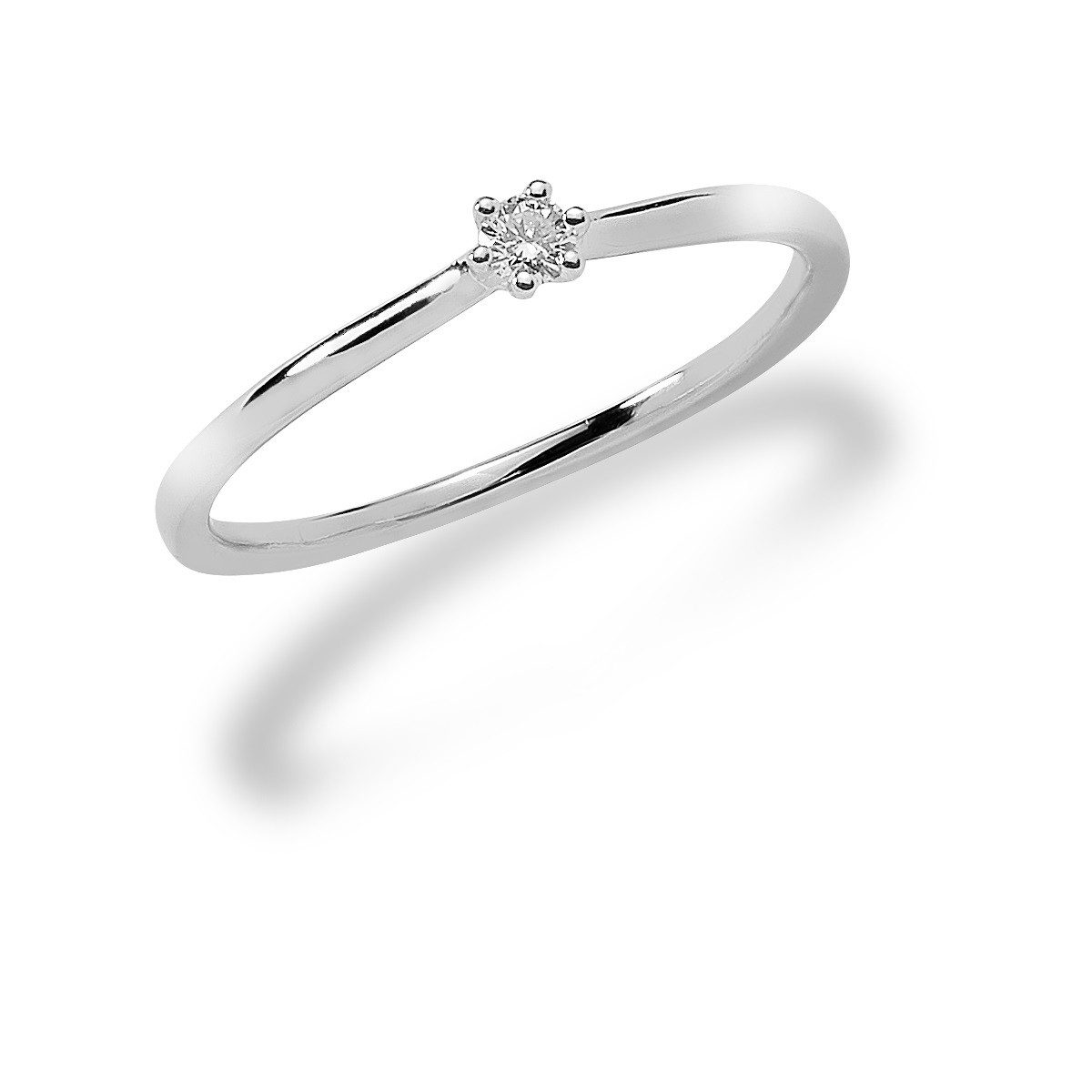 Reflexion Diamonds Solitärring Verlobungsring, 585er Gelb- oder Weißgold, 6er Stotzen, 0,05ct SI, Solitärring, 6er Stotzen, 0,05ct SI/W