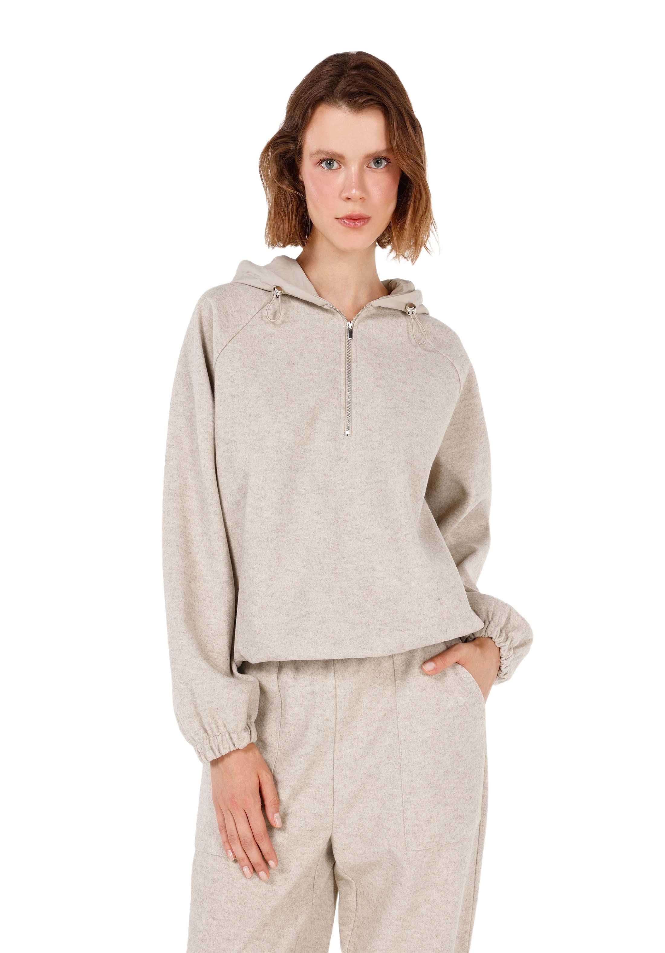 Colins Kapuzenpullover Graues Damen-Sweatshirt mit Kapuze von Colins in normaler Passform – e