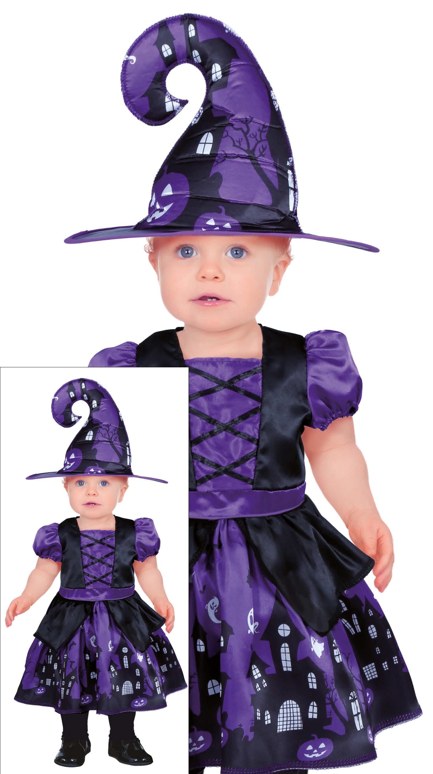 Fiestas Guirca Kostüm, Hexe Halloween Kostüm Lila Schwarz Zauberhut Kürbis Baby Niedlich Ma