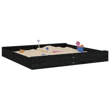 vidaXL Sandkasten Sandkasten mit Sitzen Schwarz Quadratisch Massivholz Kiefer