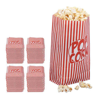 relaxdays Snackschale 576 x Popcorntüten rot-weiß, Papier