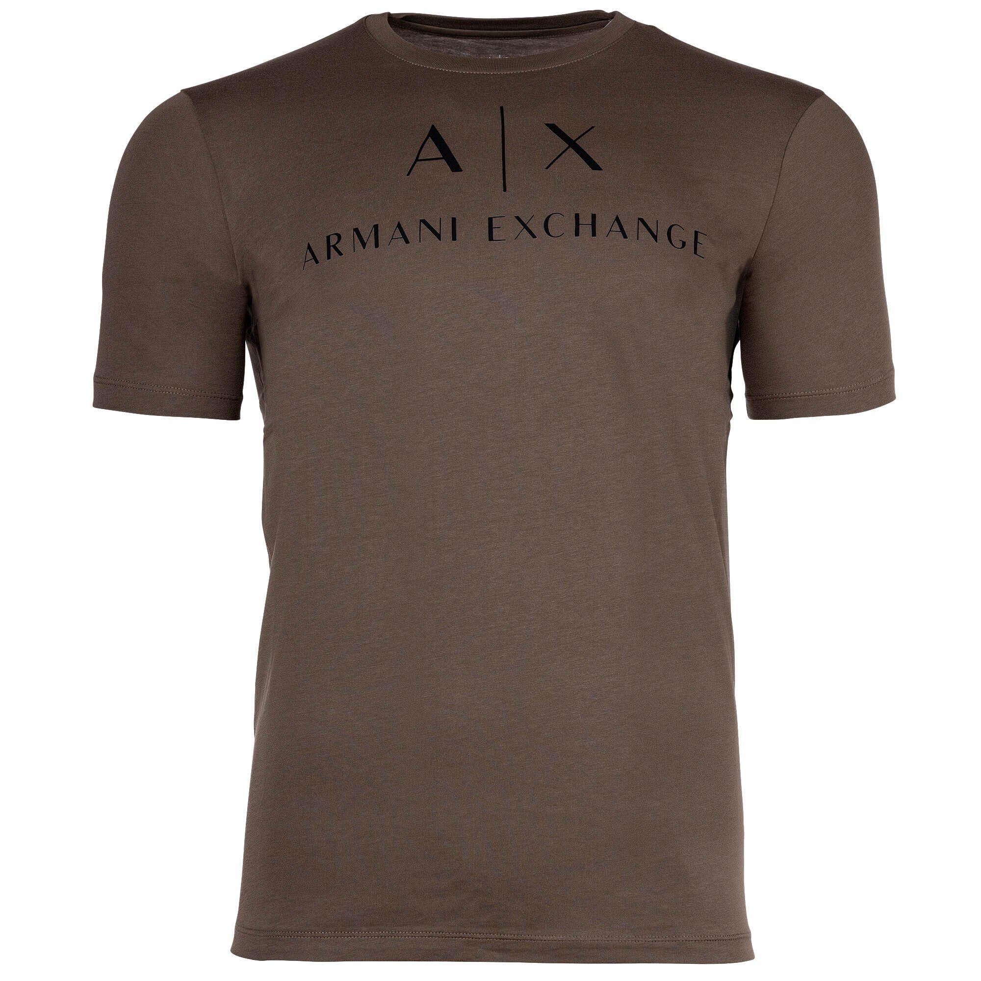 Khaki T-Shirt (Crocodile) - Herren EXCHANGE Cotton T-Shirt Schriftzug, Rundhals, ARMANI