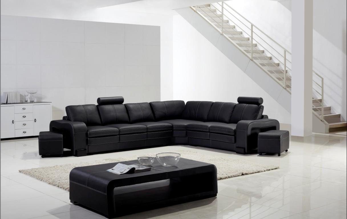 JVmoebel Wohnzimmer-Set Couchtisch Sofa Wohnlandschaft Ecksofa 3tlg Polster Hocker Set