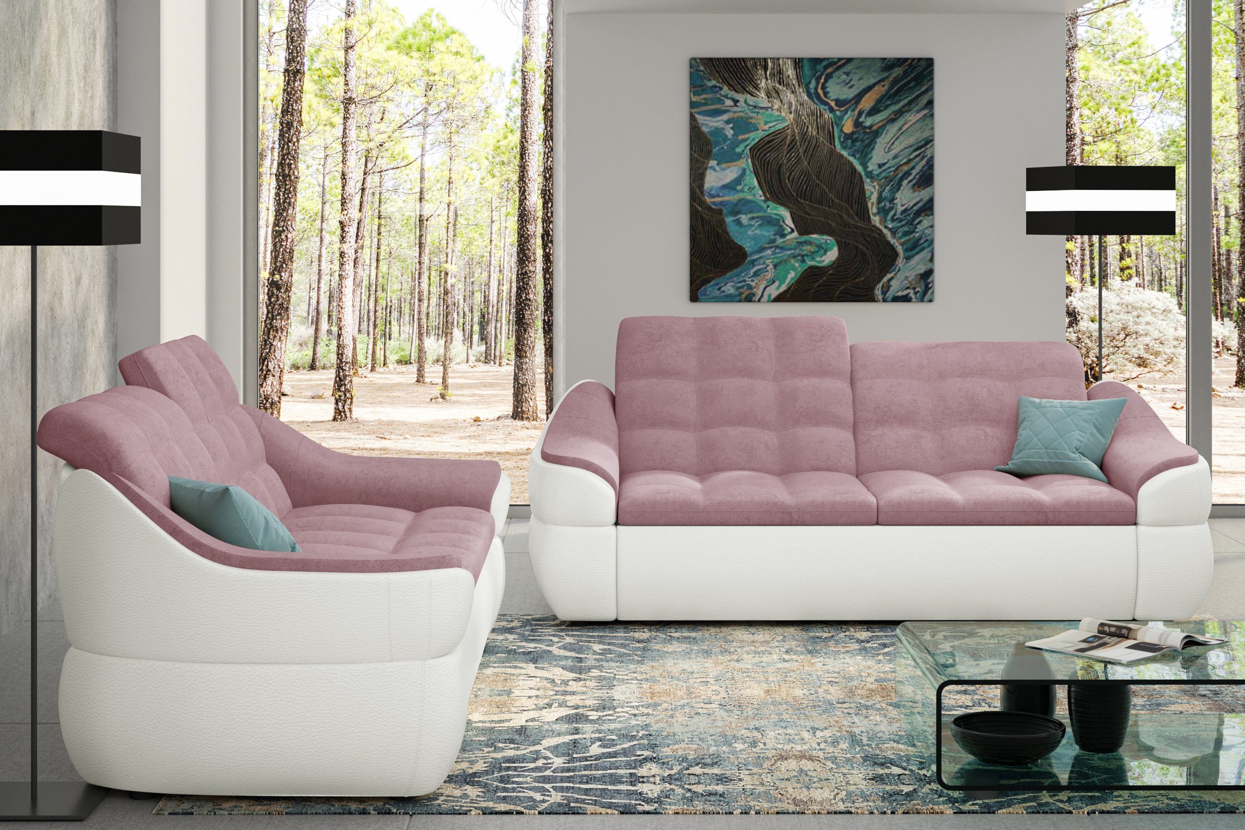 Alisa, in 2x2-Sitzer Sofa, Stylefy Design, Europa Modern Polstergarnitur made aus (Set bestehend (2-tlg),