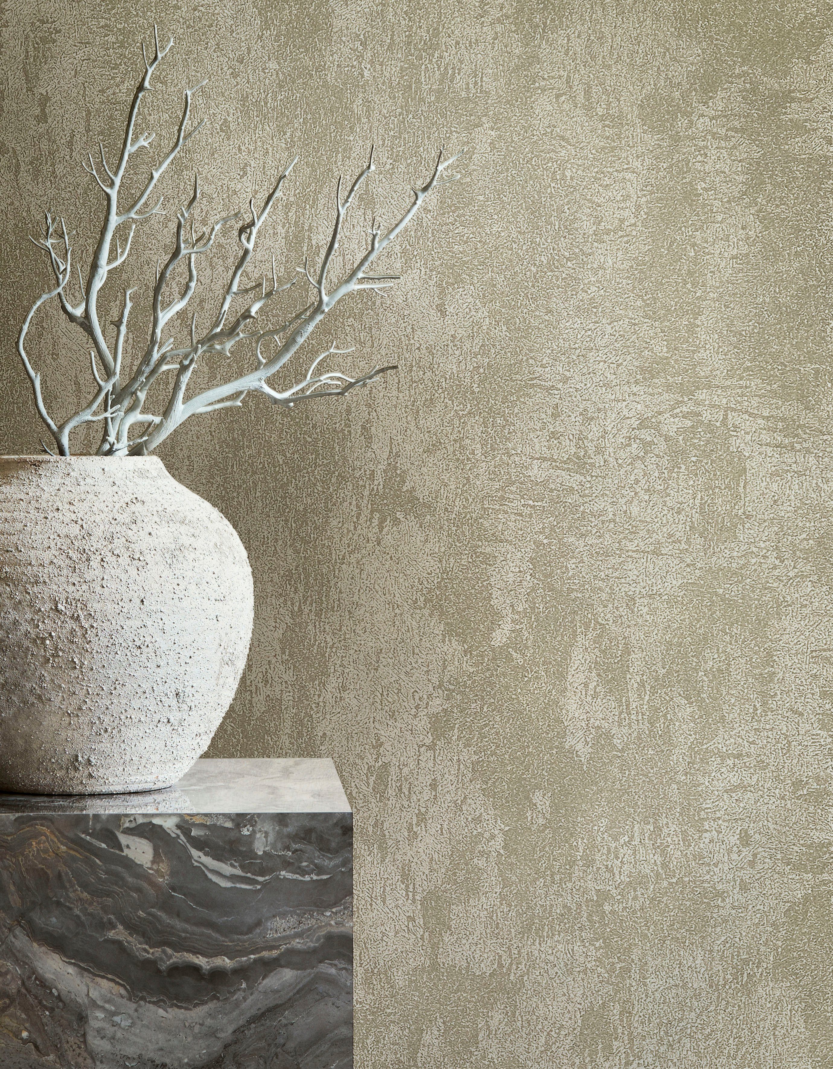Marburg Vliestapete Concrete, strukturiert, glänzend, moderne Vliestapete für Wohnzimmer Schlafzimmer Küche grau-silber