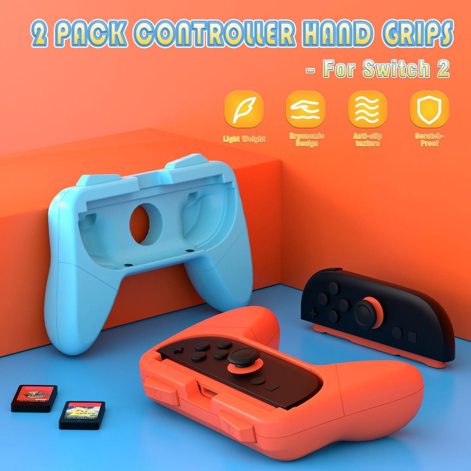 Wigento Handyhülle Für Nintendo Switch 2 Joy-Con Controller Griffhalterung Zubehör Bunt, Ergonomisches Controller Griffhalter Set