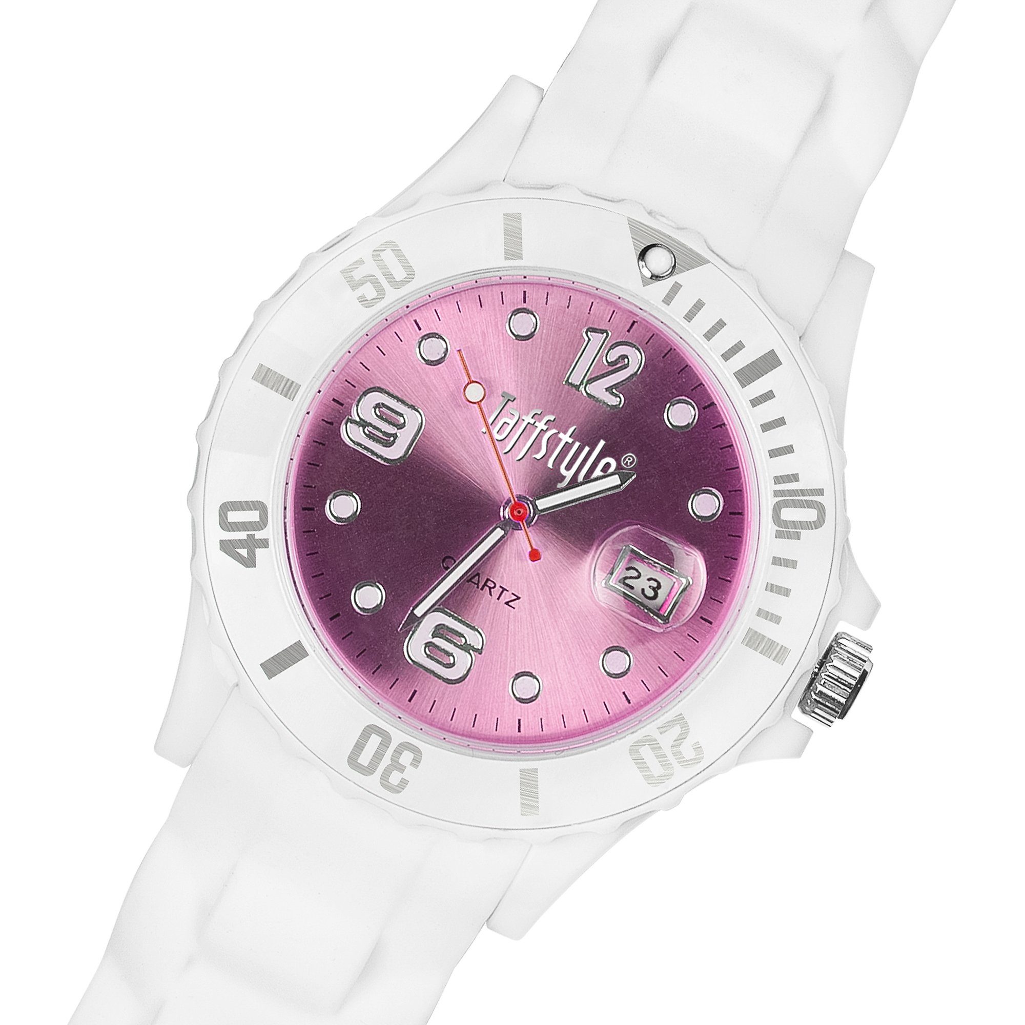 Taffstyle Farbige Herren Uhr Datum, Farbige Bunte Herren Anzeige wasserdicht Sportuhr Bunte Analog Quarz Analog Quarz Silikon Multifunktion Sport Weiß Wasserdicht Damen Ziffernblatt Quarzuhr Damen Quarzuhr Sportuhr quarzuhr Armbanduhr Pink Anzeige