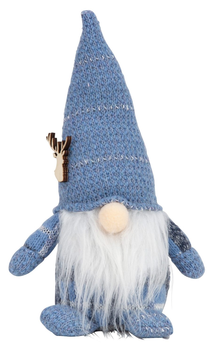 XiRRiX Wichtel Weihnachtsfigur Weihnachtswichtel Malte (im tollen Strickoutfit, 27 cm), Weihnachtsdeko Deko Wichtel Blau