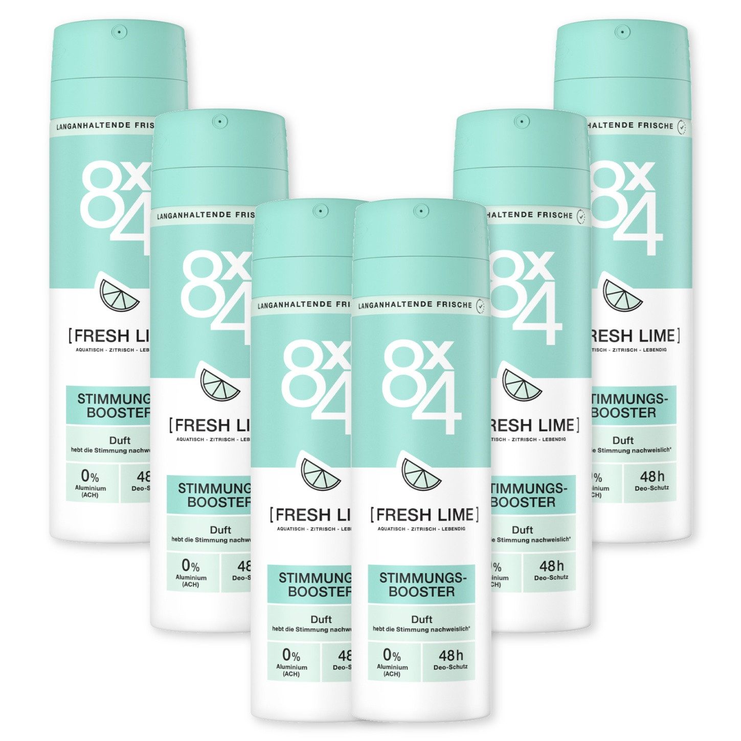 8x4 Deo-Spray Deo Spray Fresh Lime 6x150ml Frisch-fruchtiger Duft mit Zitrusnoten, 6-tlg.
