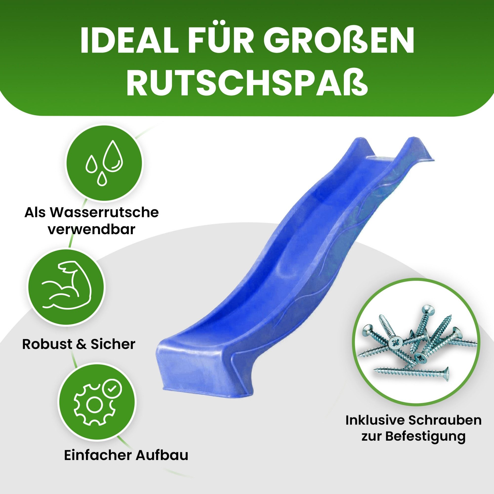 Gartenwelt Riegelsberger Anbaurutsche 230 cm für Podesthöhe 120 cm Kinderrutsche mit Wasseranschluss