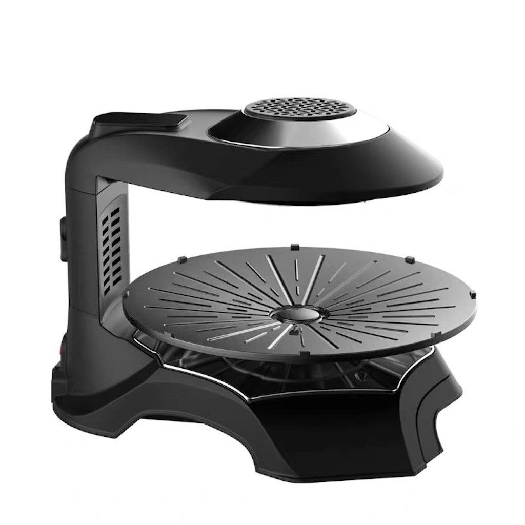 KUPU Elektrogrill Rauchfreier Infrarot Elektrogrill mit 360° Drehfunktion, 1390 W, Tischgrill mit LCD-Touchscreen, Antihaftplatte, leicht zu reinigen