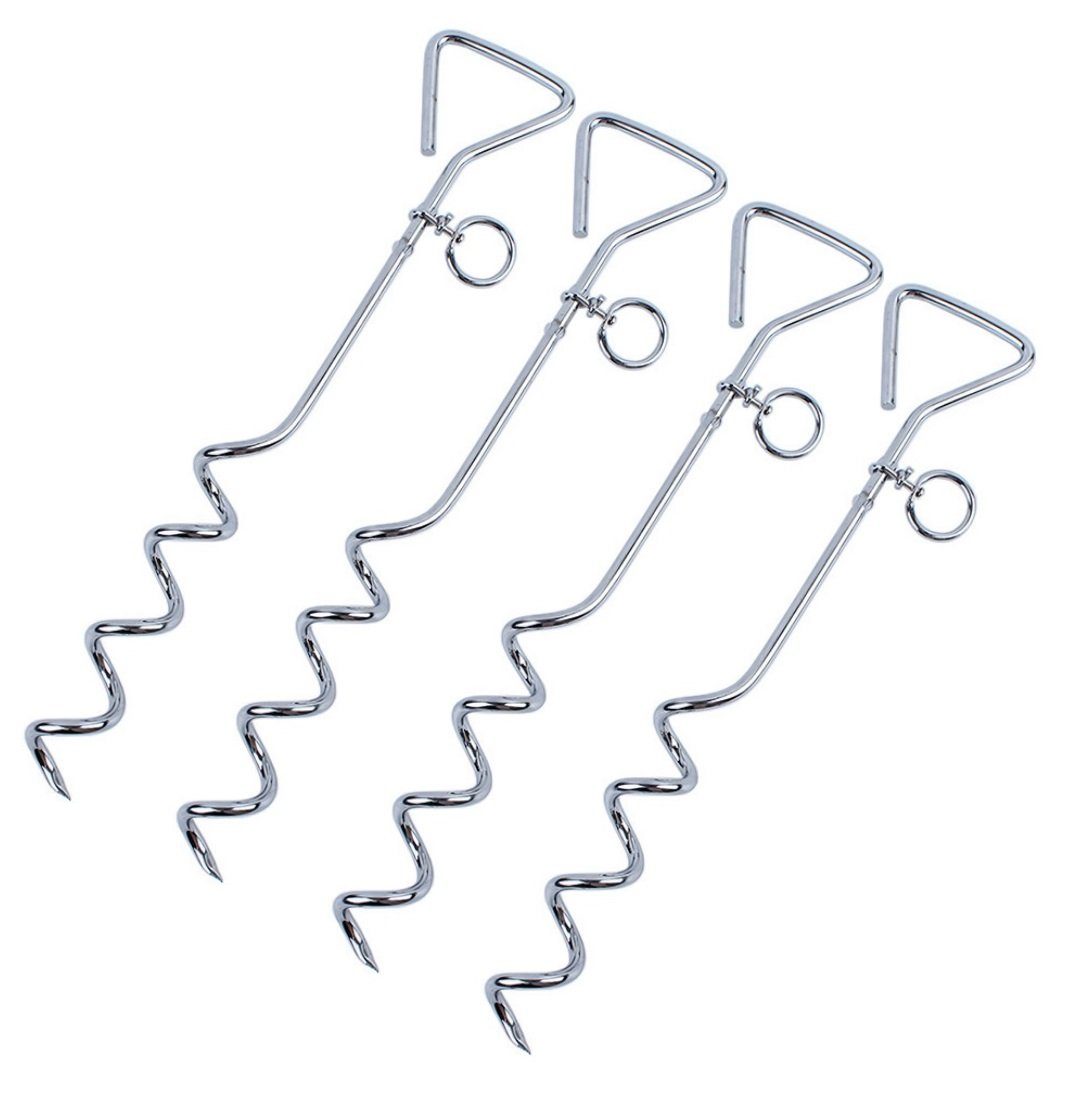 Zelthering 4er Set - Spiralhering, 40 cm Spiralbodenanker, Bodenanker für Trampol