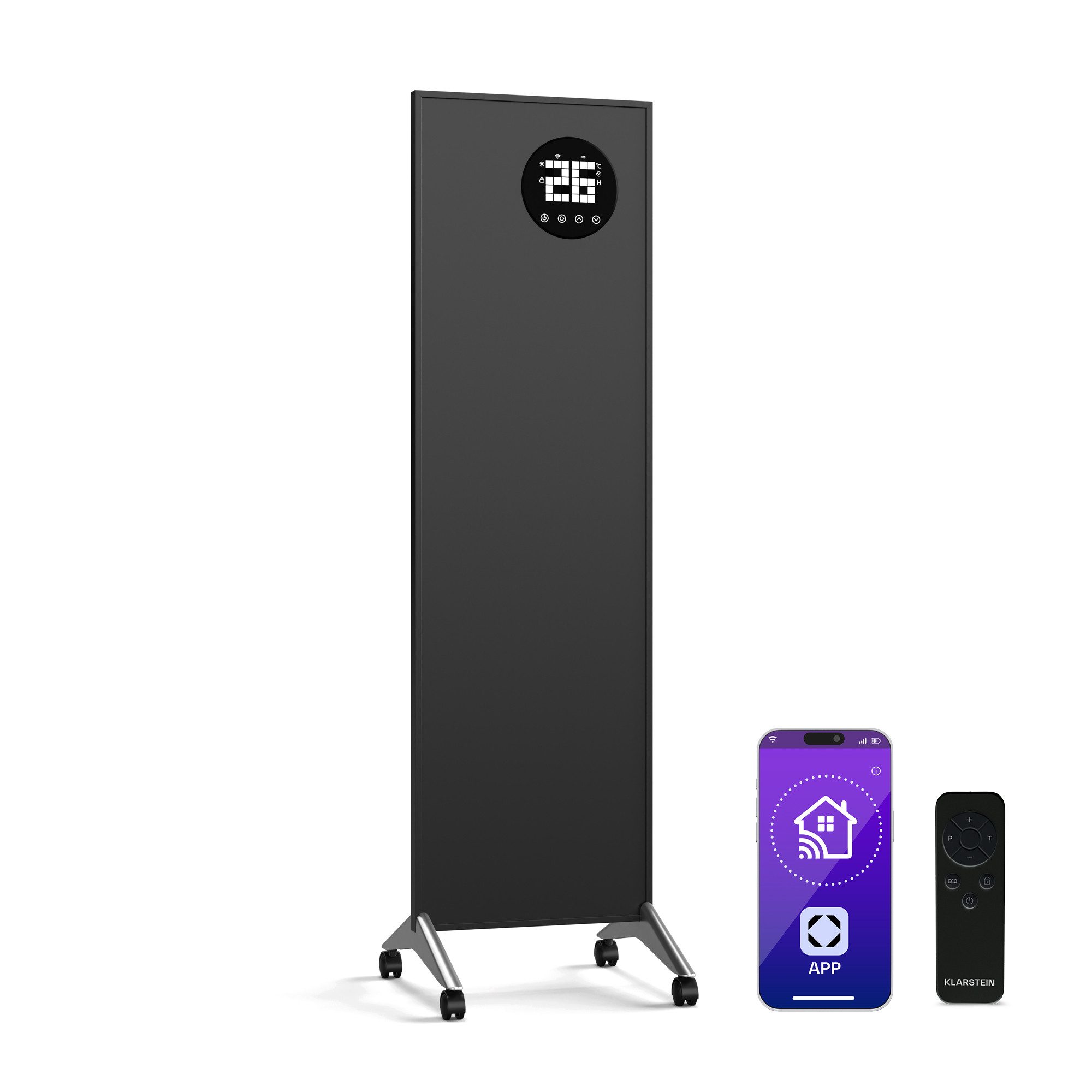 Klarstein Heizkörper Wonderwall Smart Bornholm, elektrische Heizkörper LCD Wifi App 400W – Bild 2 von 5