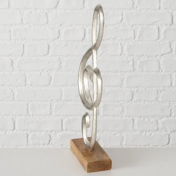 BOLTZE Dekofigur "Melodia" aus Holz/Aluminium in silber/braun, Dekoaufsteller
