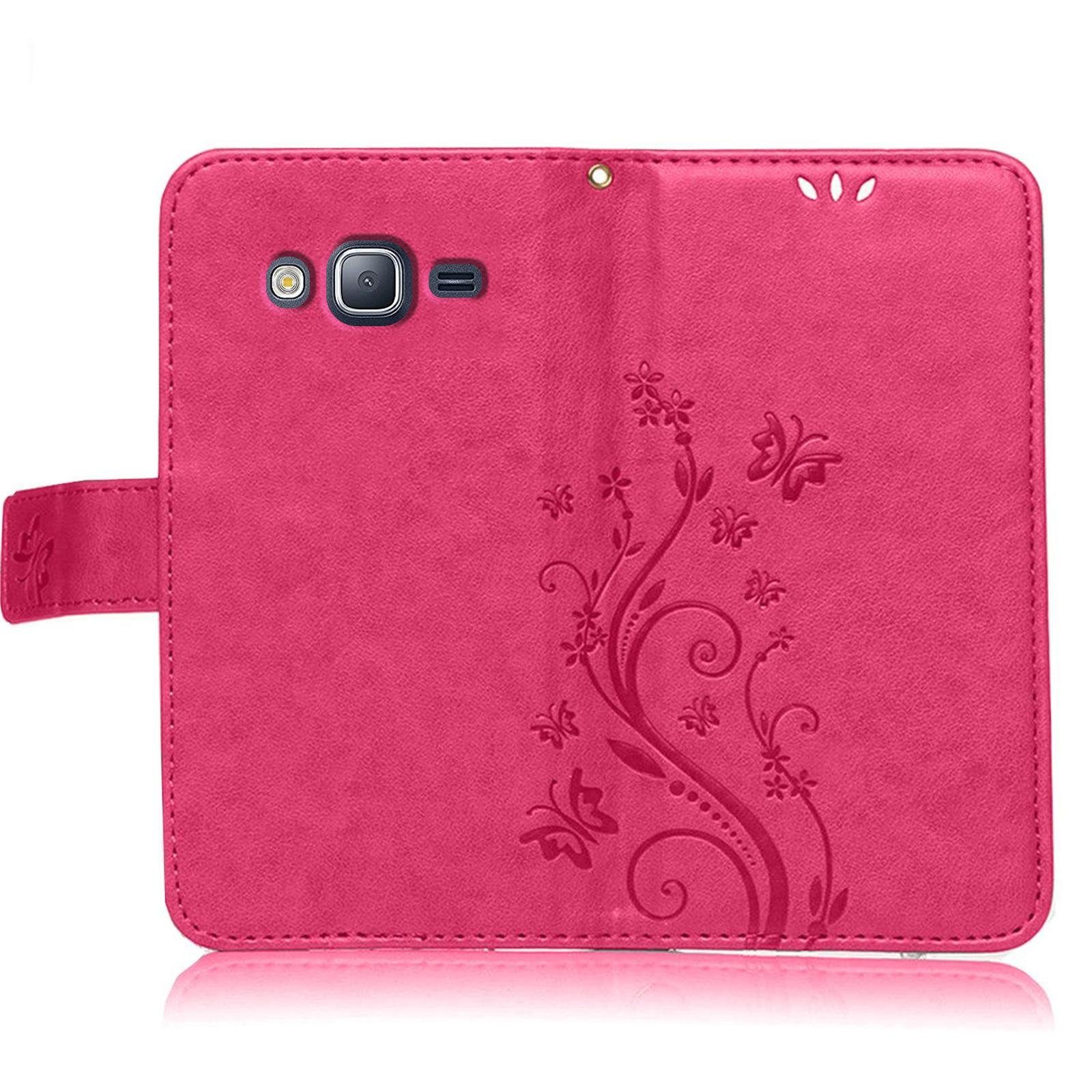 Numerva Handyhülle Bookstyle Flower für Samsung Galaxy J3 / J3 2016, Handy Tasche Schutzhülle Klapphülle Flip Cover mit Blumenmuster