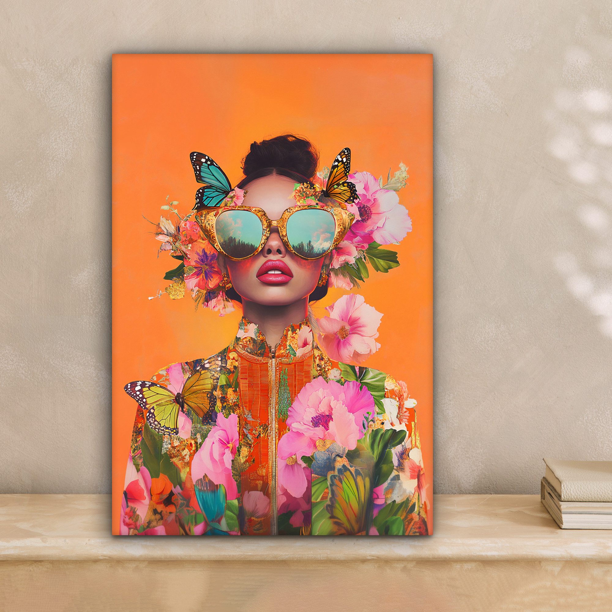 OneMillionCanvasses® Leinwandbild Schmetterlinge - Frau - günstig online kaufen