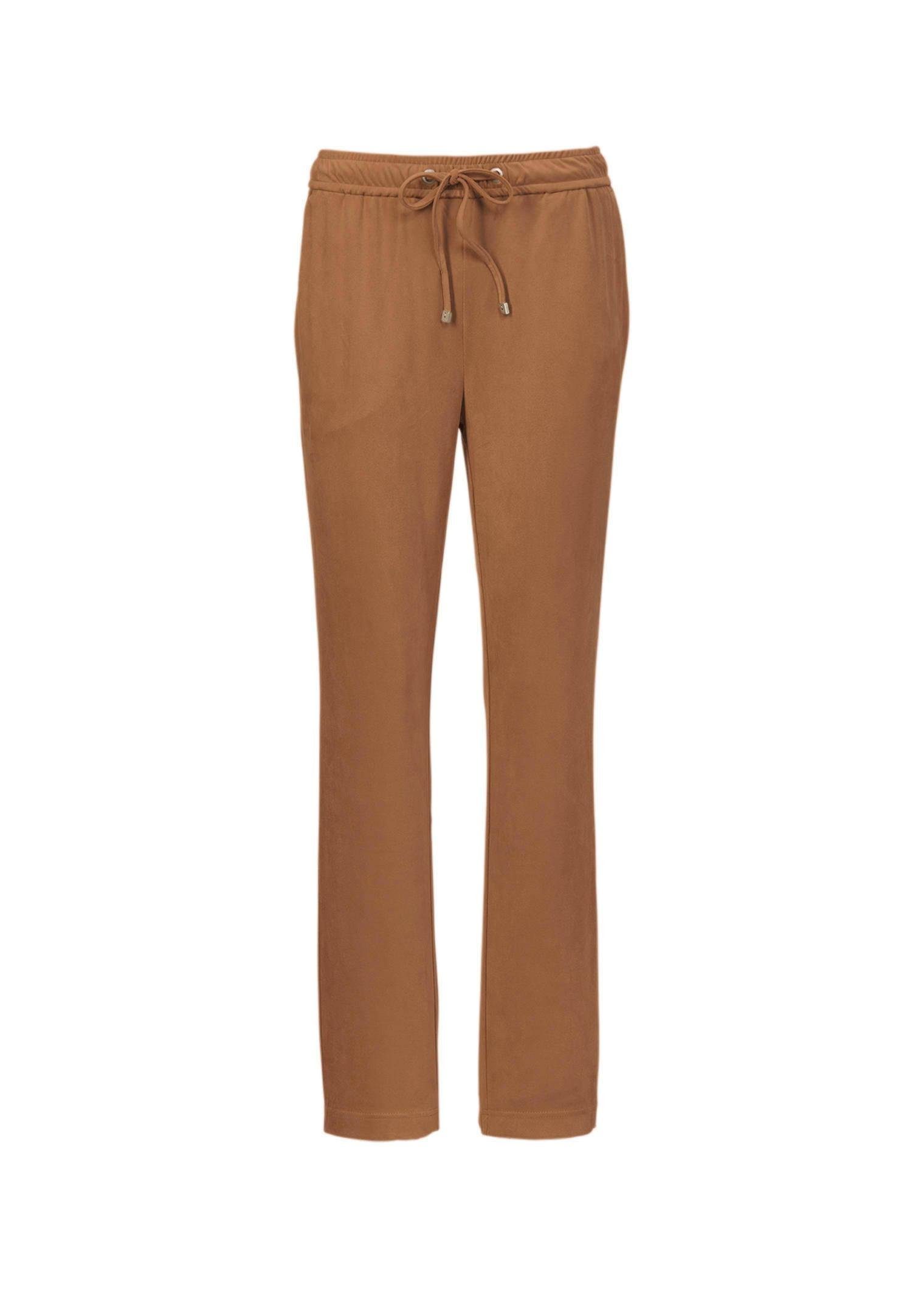 LOUISA Hose superweichem Bi-elastische Stoffhose Veloursleder-Look in camel GOLDNER