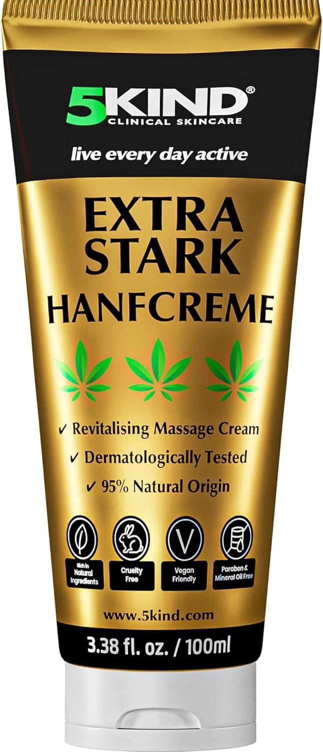 5kind clinical skincare Körpercreme Hochkonzentriertes Hanföl Pflege für Muskeln & Gelenke Dermatologisch getestet, natürliche Pflege für neue Beweglichkeit und spürbares Wohlbefinden