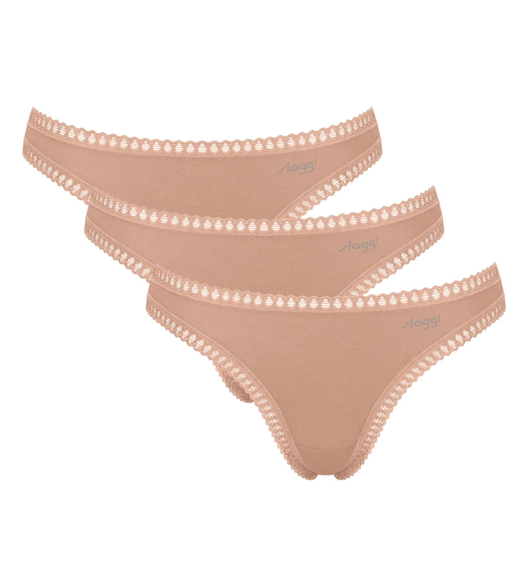sloggi String GO Crush (3er Pack) dehnbare Spitzendetails, Multipack, Cotton-Mix, bequem