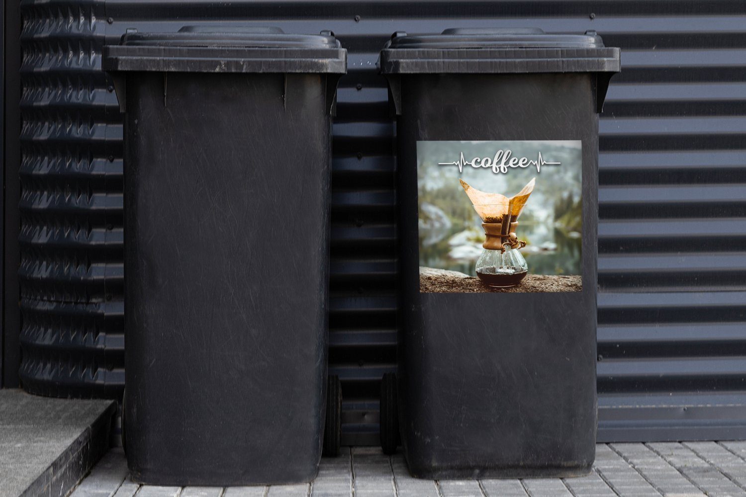 Mülleimer-aufkleber, St), Zitate Sticker, - MuchoWow Kaffee Wandsticker Abfalbehälter Mülltonne, (1 - Sprichwörter Container,