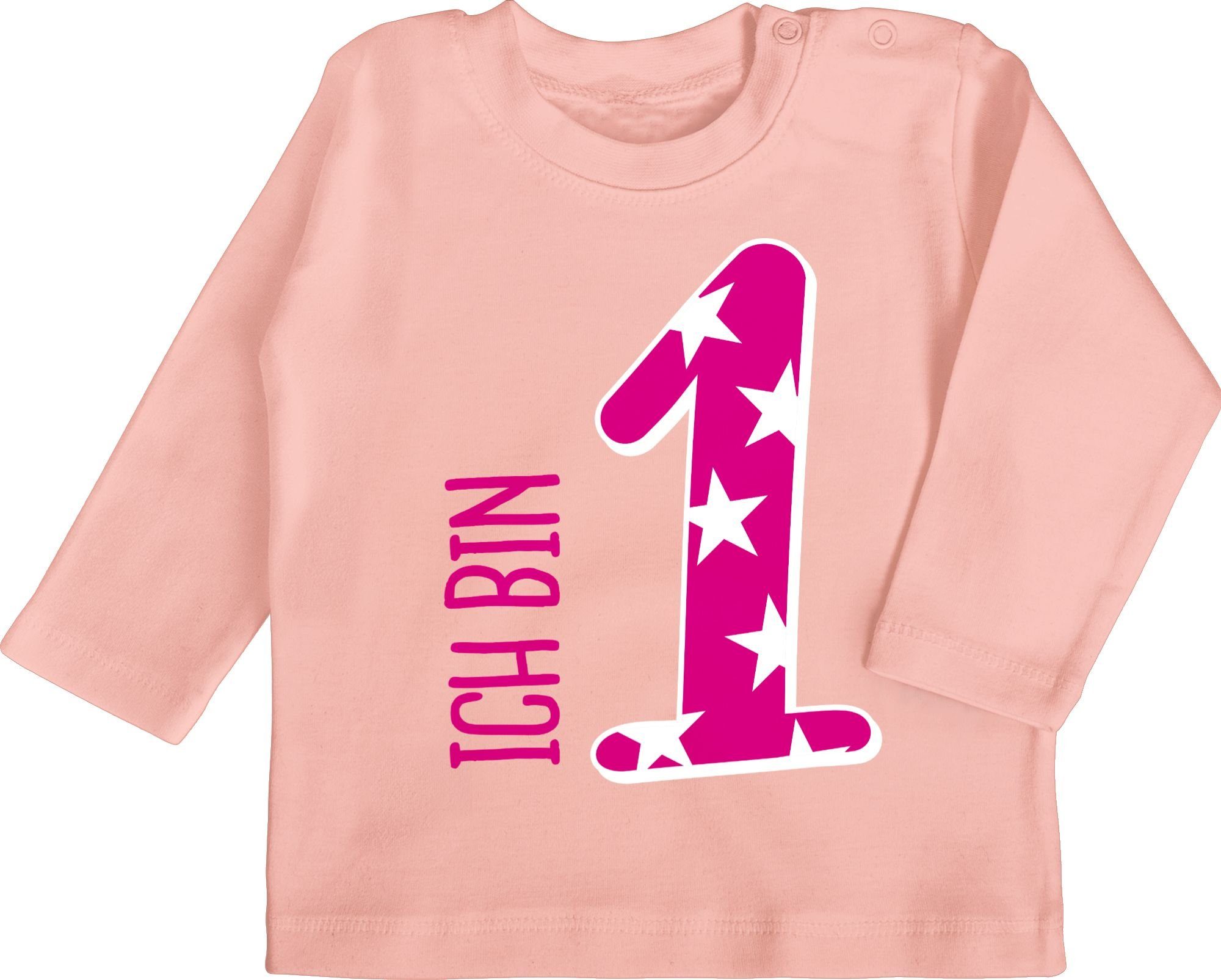 1. eins Geburtstag Ich Erster Mädchen T-Shirt Rosa 1 Babyrosa bin Shirtracer