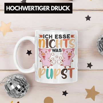 Trendation Tasse Trendation - Veganer Tasse Geschenk Ich Esse Nichts Was Pupst Vegan Geschenkidee Lustiger Spruch Vegane Lebensweise Veganerin Spruch