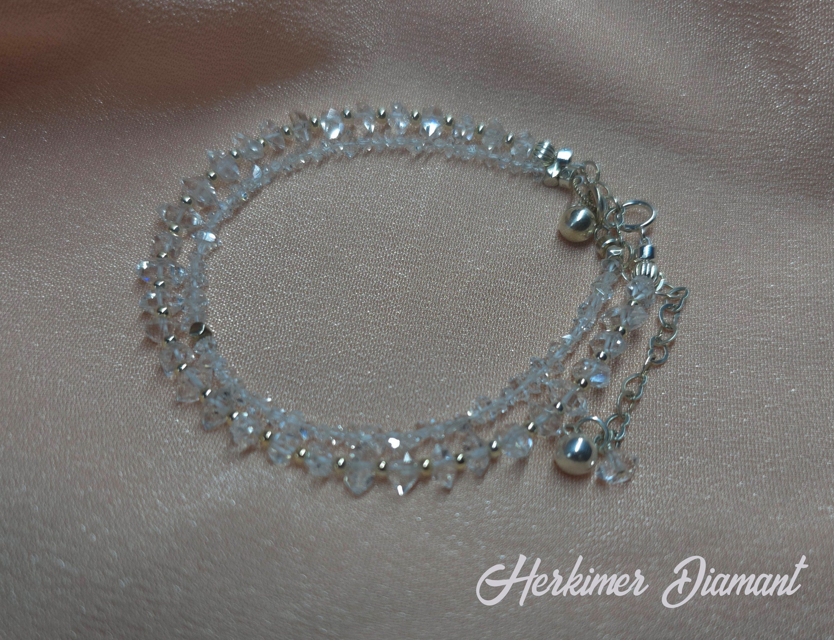 Perlenarmband Herkimer Diamant Armband Edelstein Schmuck Handmade Silber