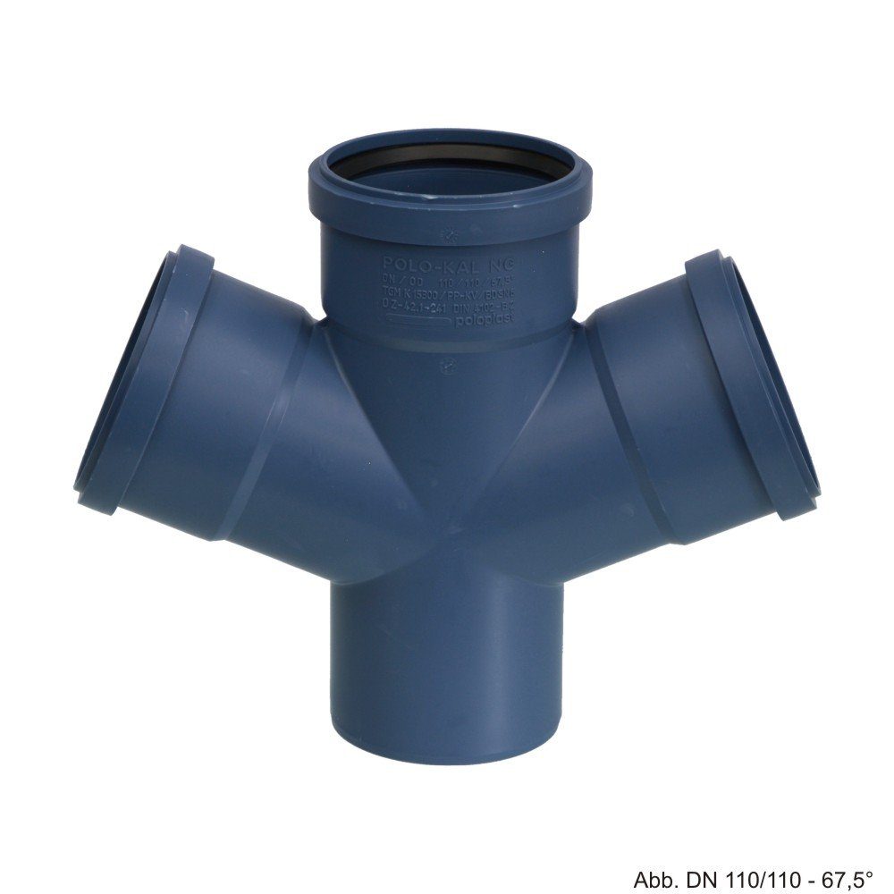 POLOPLAST Wasserrohr POLOPLAST POLO-KAL NG Doppelabzweig DN 90/90, 67,5/ 180°