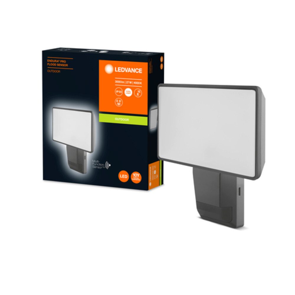 Ledvance Gartenstrahler Polycarbonate (PC), 27W, kaltweiß, 3000lm, IP55, wassergeschützt, G, wassergeschützt, kaltweiß