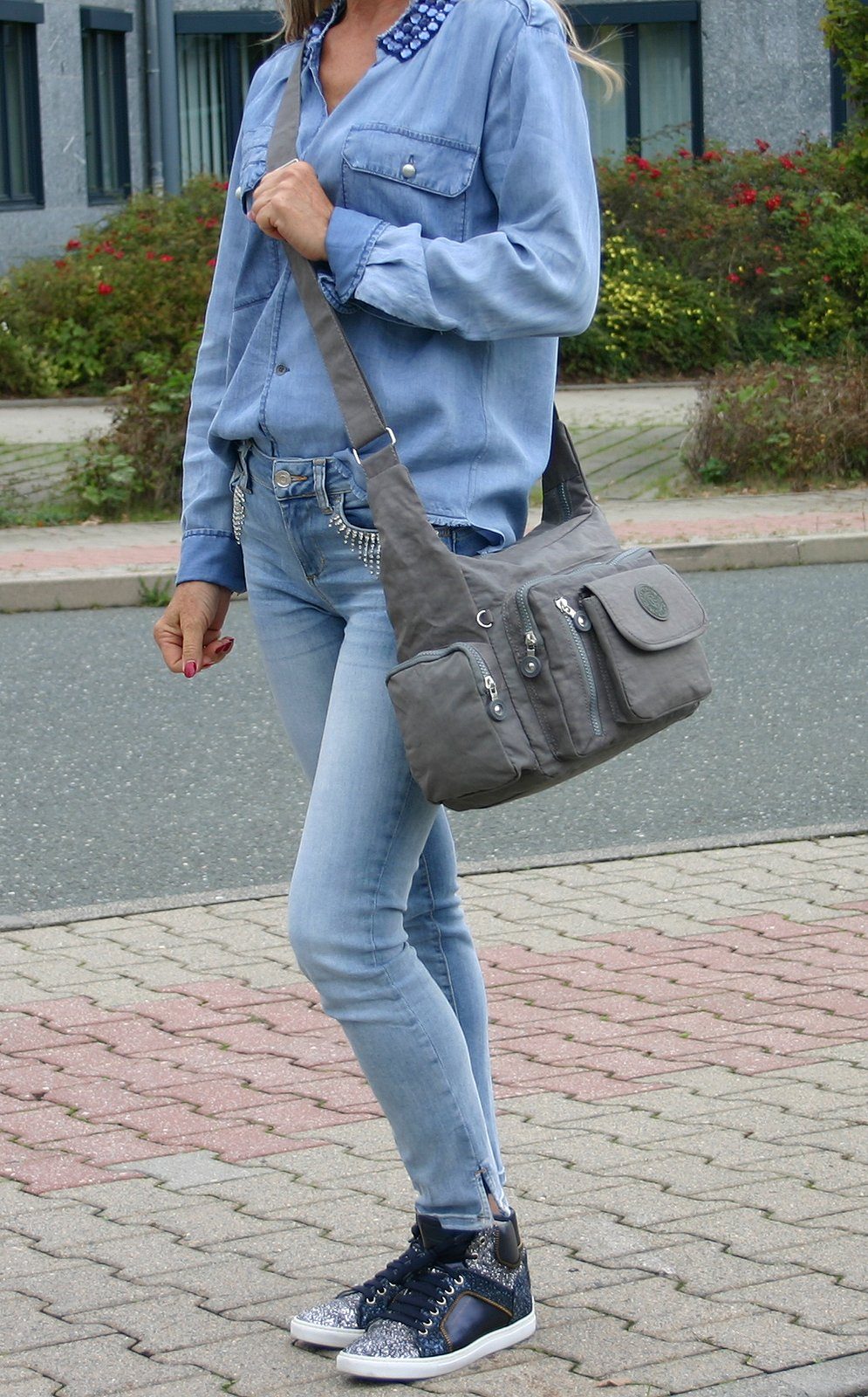 CF CATTERFELD Umhängetasche - Sehr leichte Damen Schultertasche - Nylon Freizeittasche
