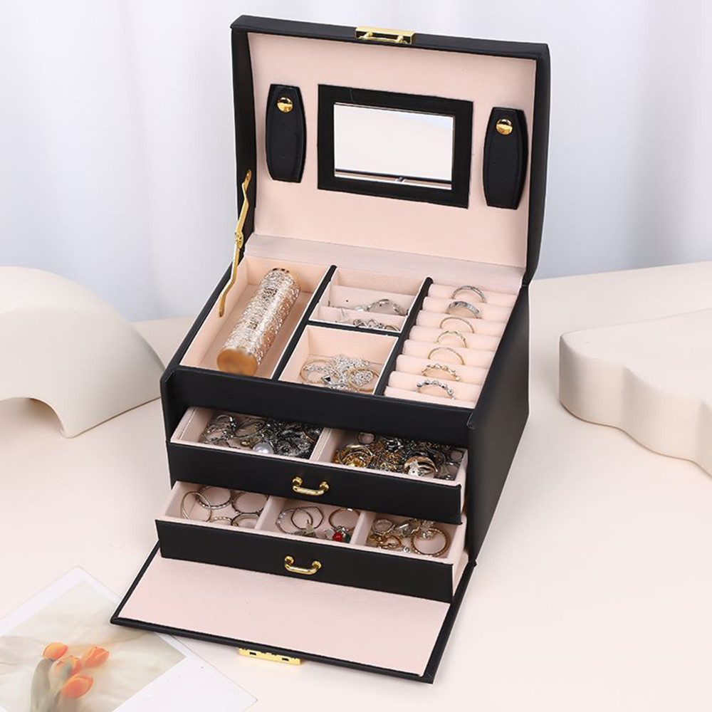 FOUORTUNATE-BEE Schmuckkasten Schmuckkasten mit Schloss, Leder-Schmuckbox günstig online kaufen