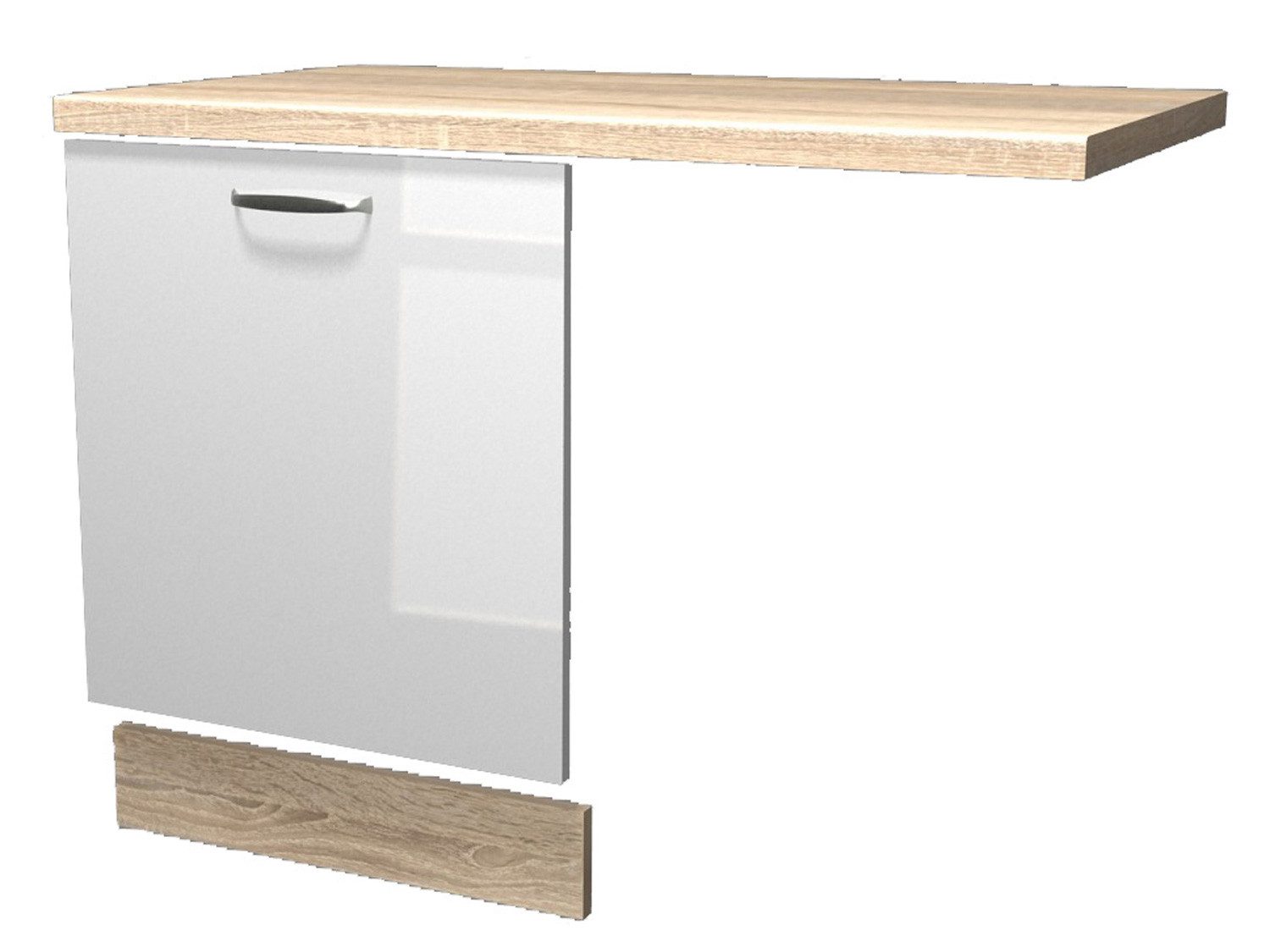 Flex-Well Frontblende Geschirrspüler-Paket vollintegriert - Hochglanz Weiß Sonoma Eiche