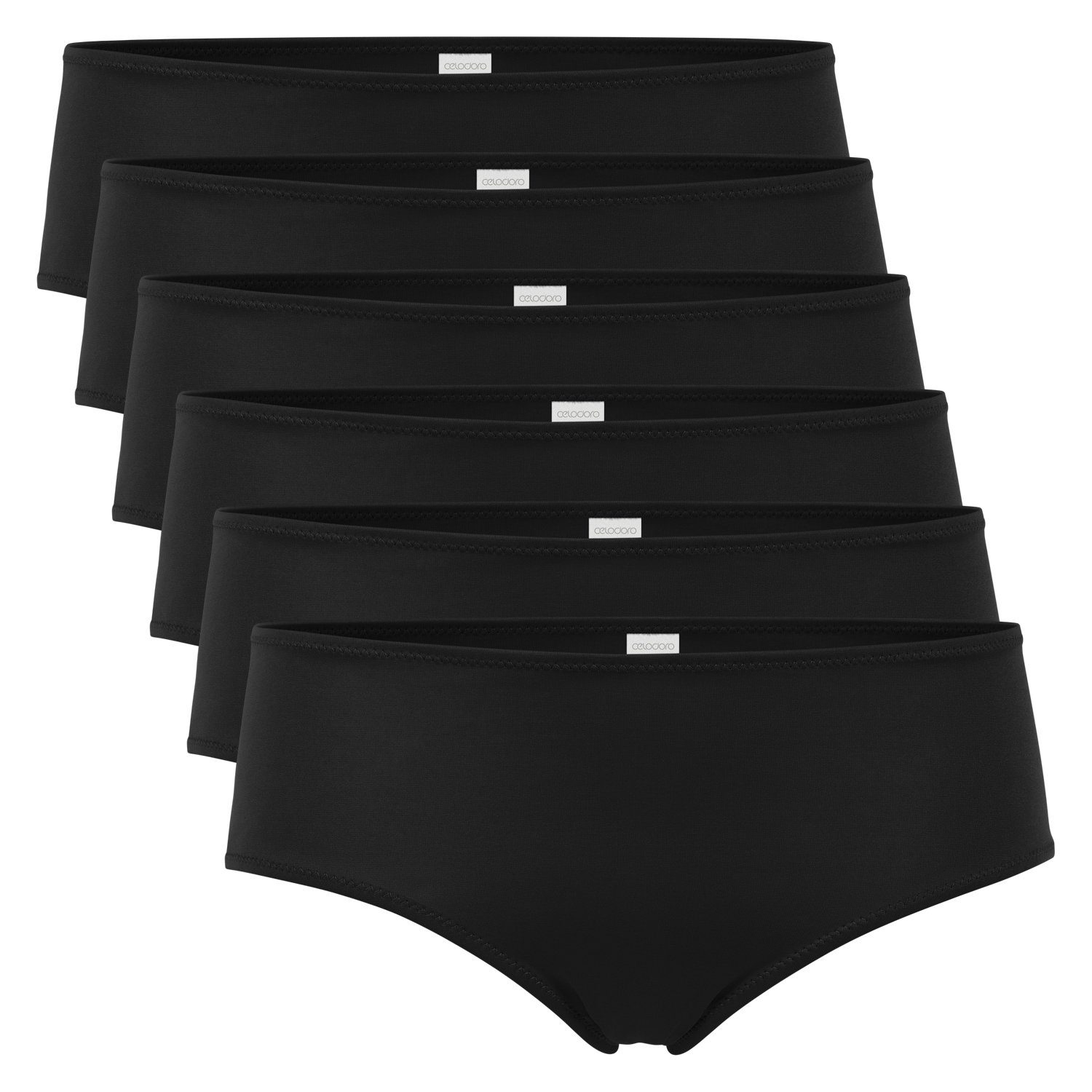 celodoro Panty Damen Panty Hipster (6er Pack) Panties aus Quick Dry-Fasern Schwarz